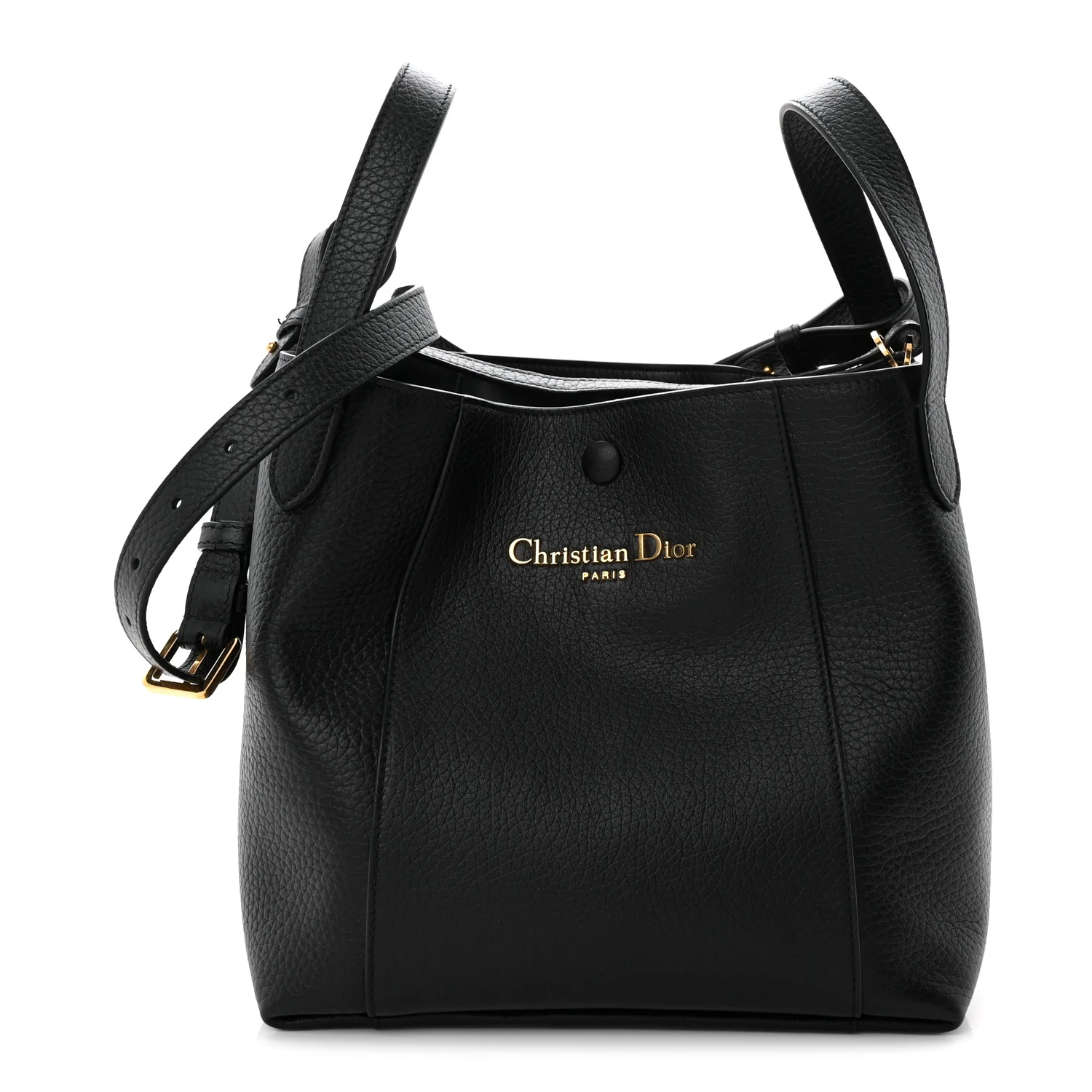 Calfskin Medium Signature Bucket Bag Black