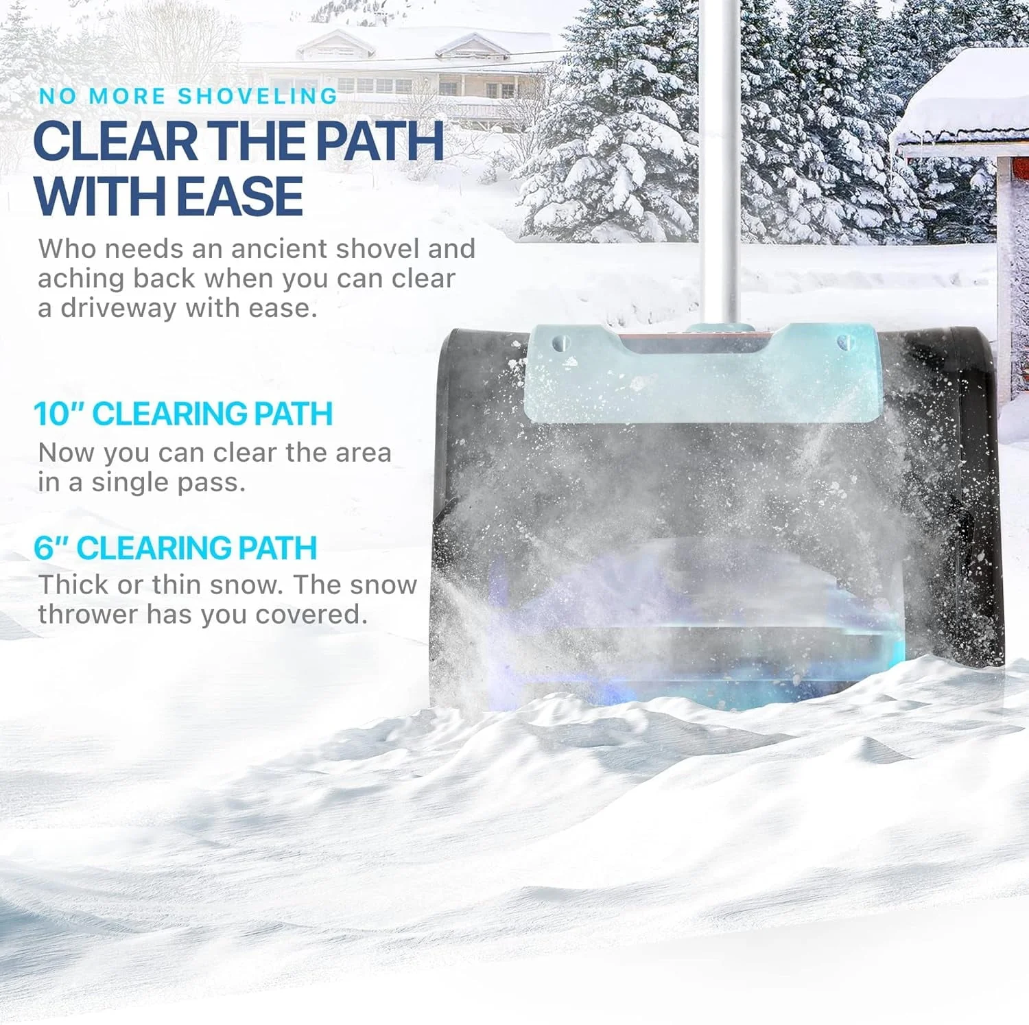 AlphaWorks Portable Electric Snow Thrower Shovel 20V 2Ah Cordless Battery System Image 5