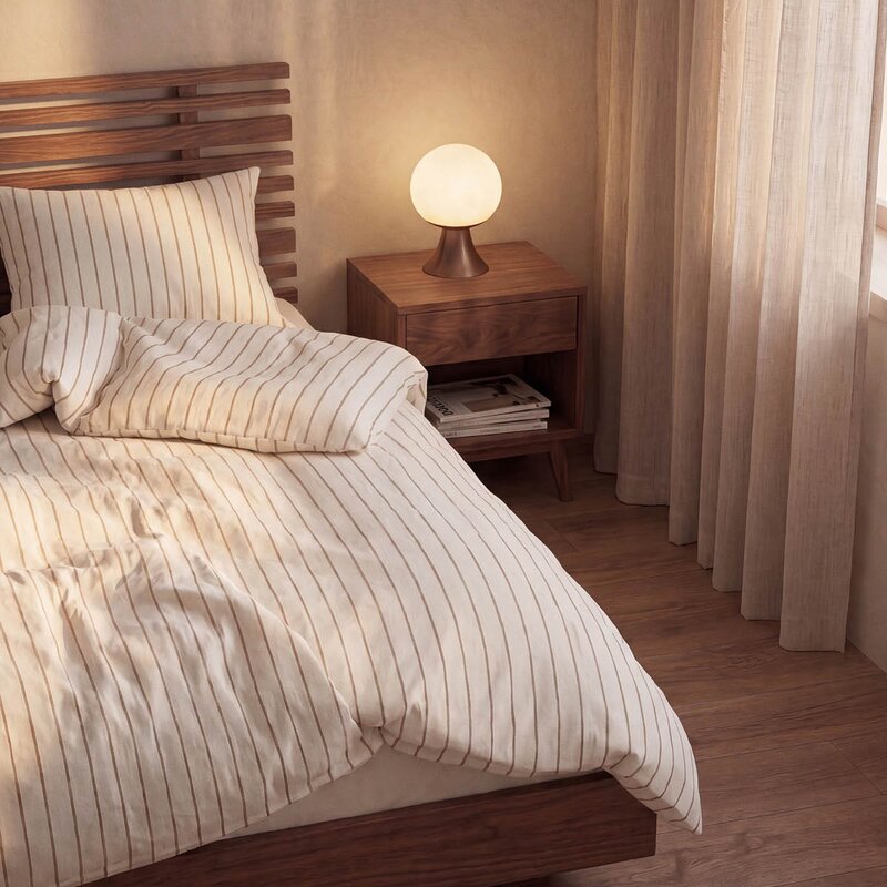 Soft sengesett 140x220 cm offwhite/karamell
