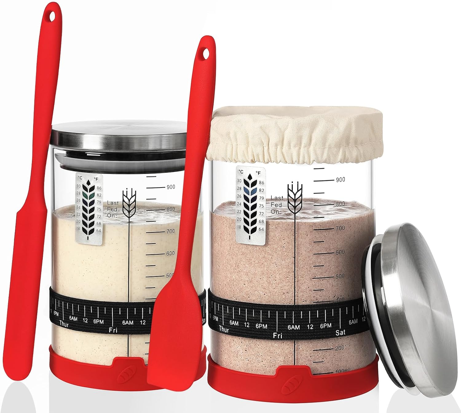 Sourdough Starter Jar Kit, 24 oz Wide Mouth Sour Dough Jars Glass