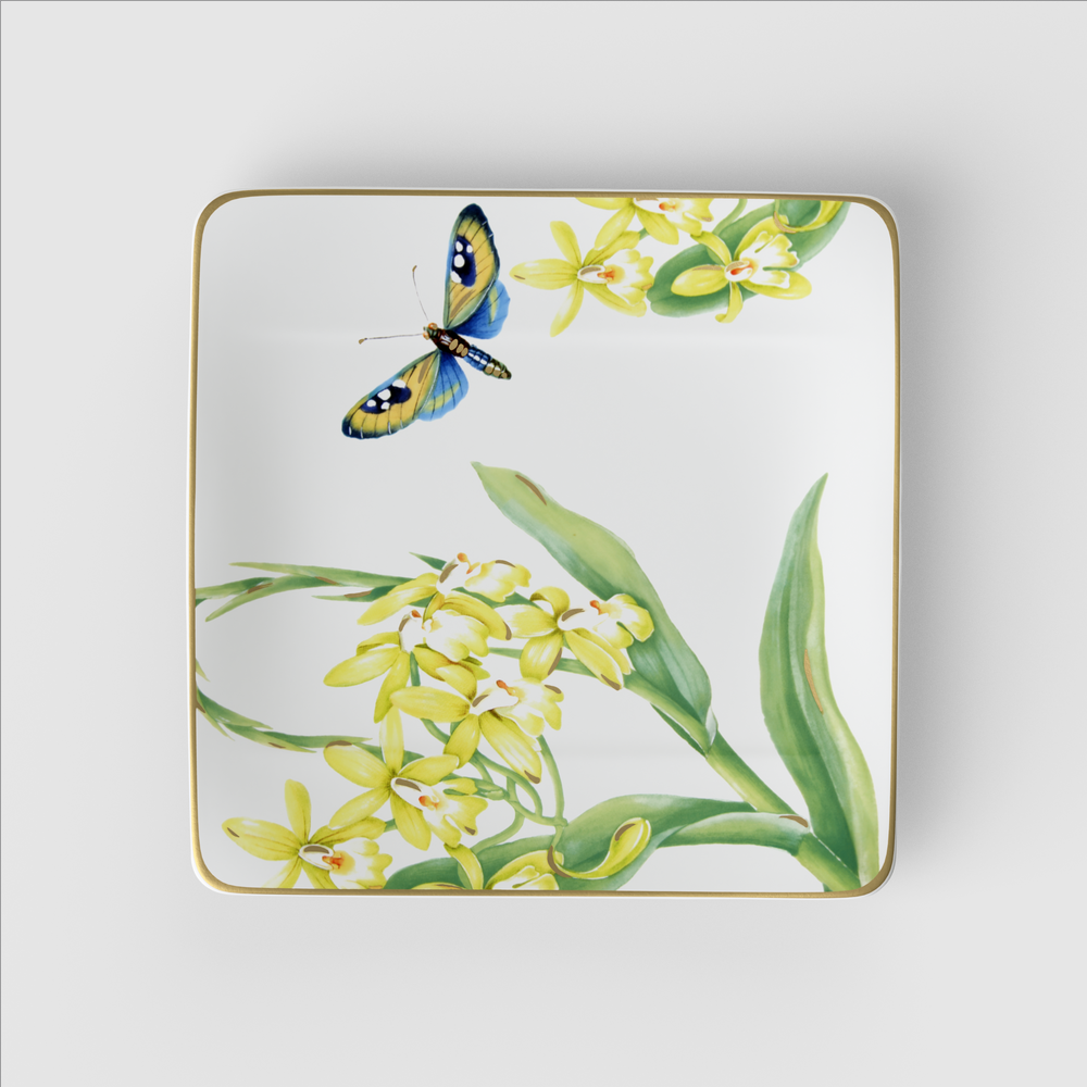 Amazonia Salad/ Dessert Plate - Multi-colored, 9'' x 9'', Premium Bone Porcelain