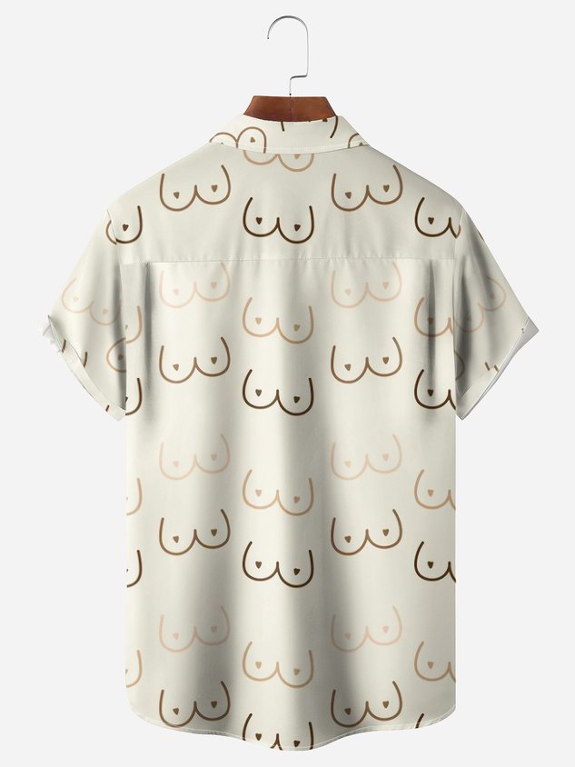 Chemise décontractée à manches courtes avec poche poitrine et motif géométrique