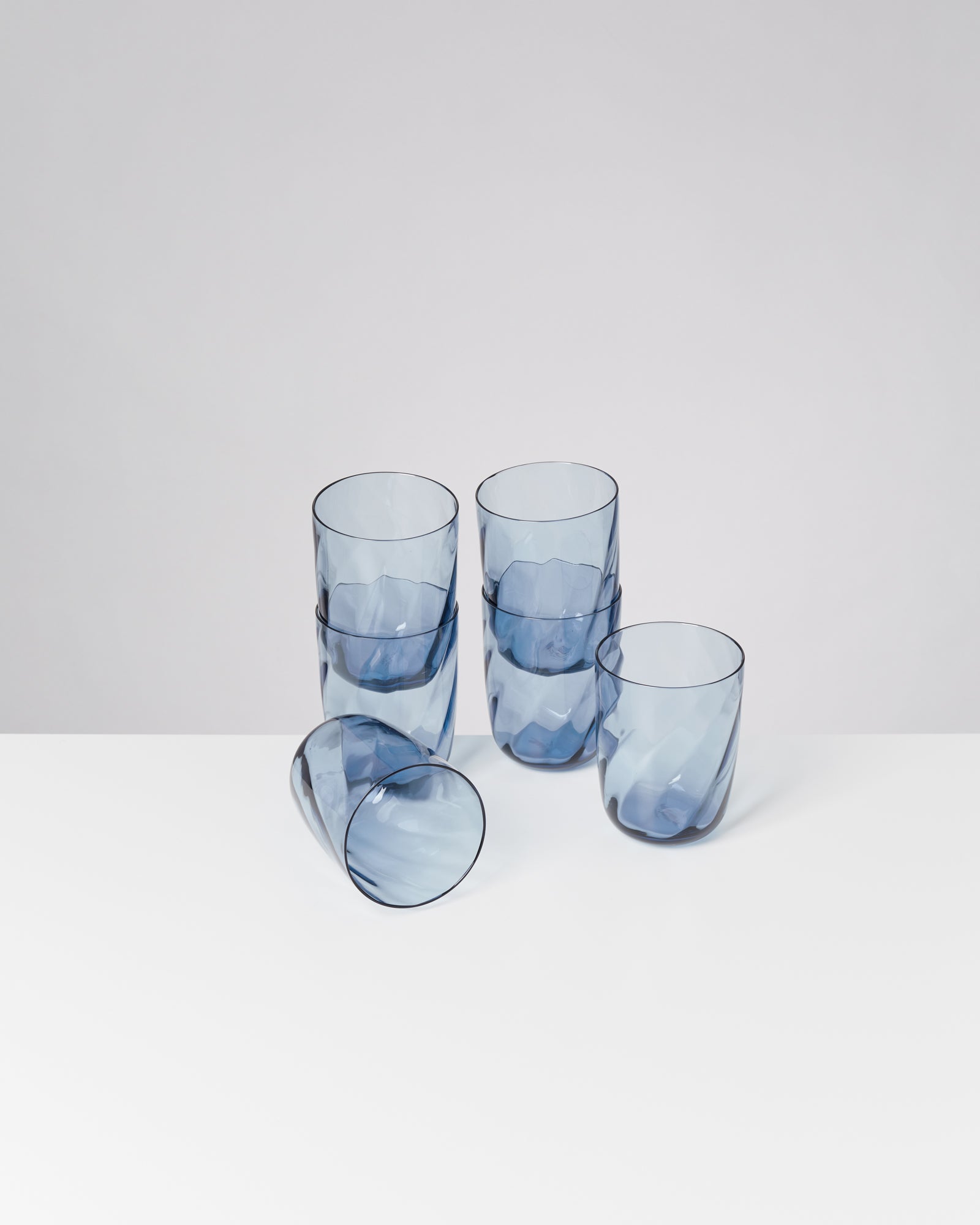 CALMA - LARGE GLASS SWIRL BLUE SET OF 6