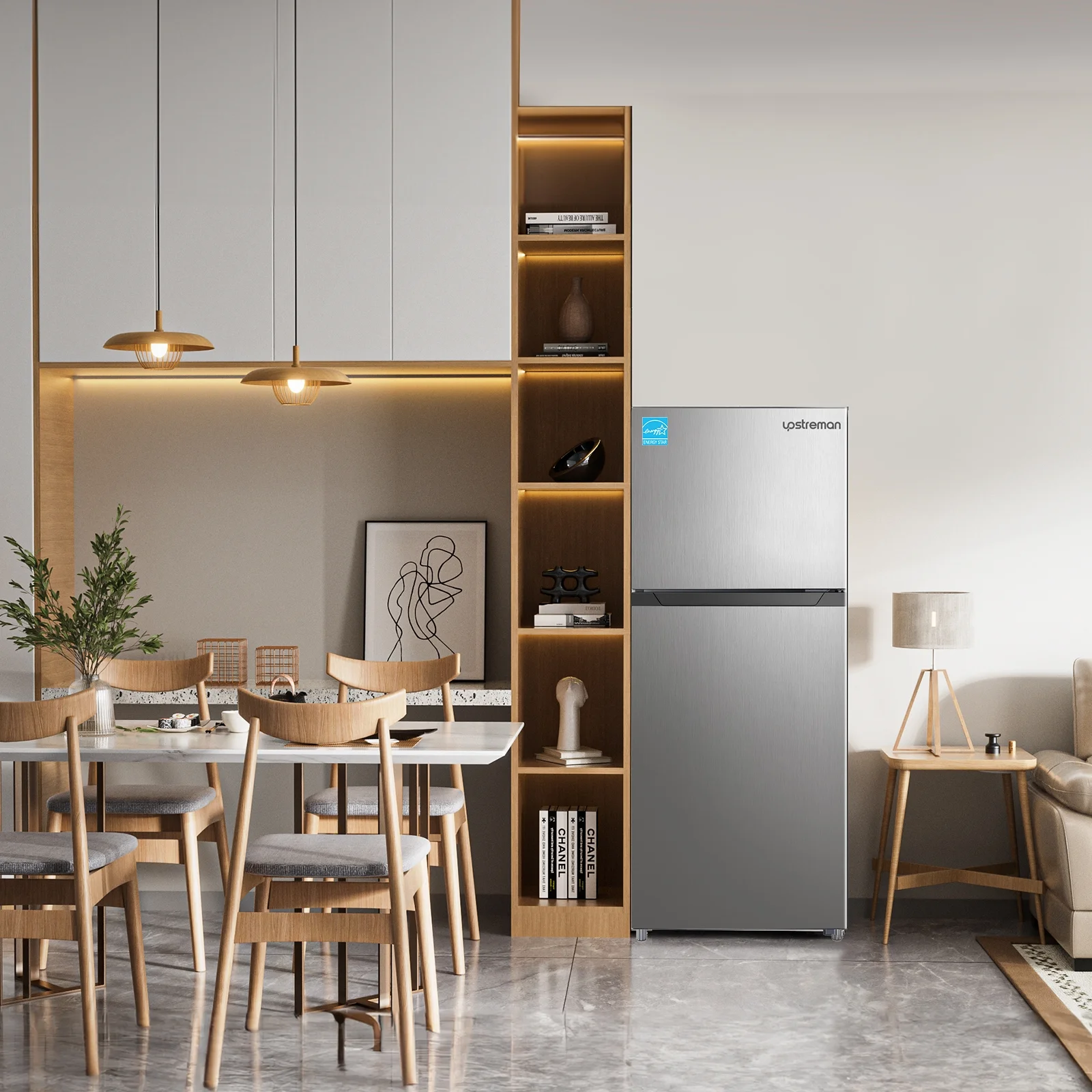 11.6 Cu.Ft. Top Freezer Refrigerator, Two Door Frost Free Apartment Size Refrigerator, Energy Star, Stainless Steel Door, Adjustable Thermostat Control, BD116 - Image 8