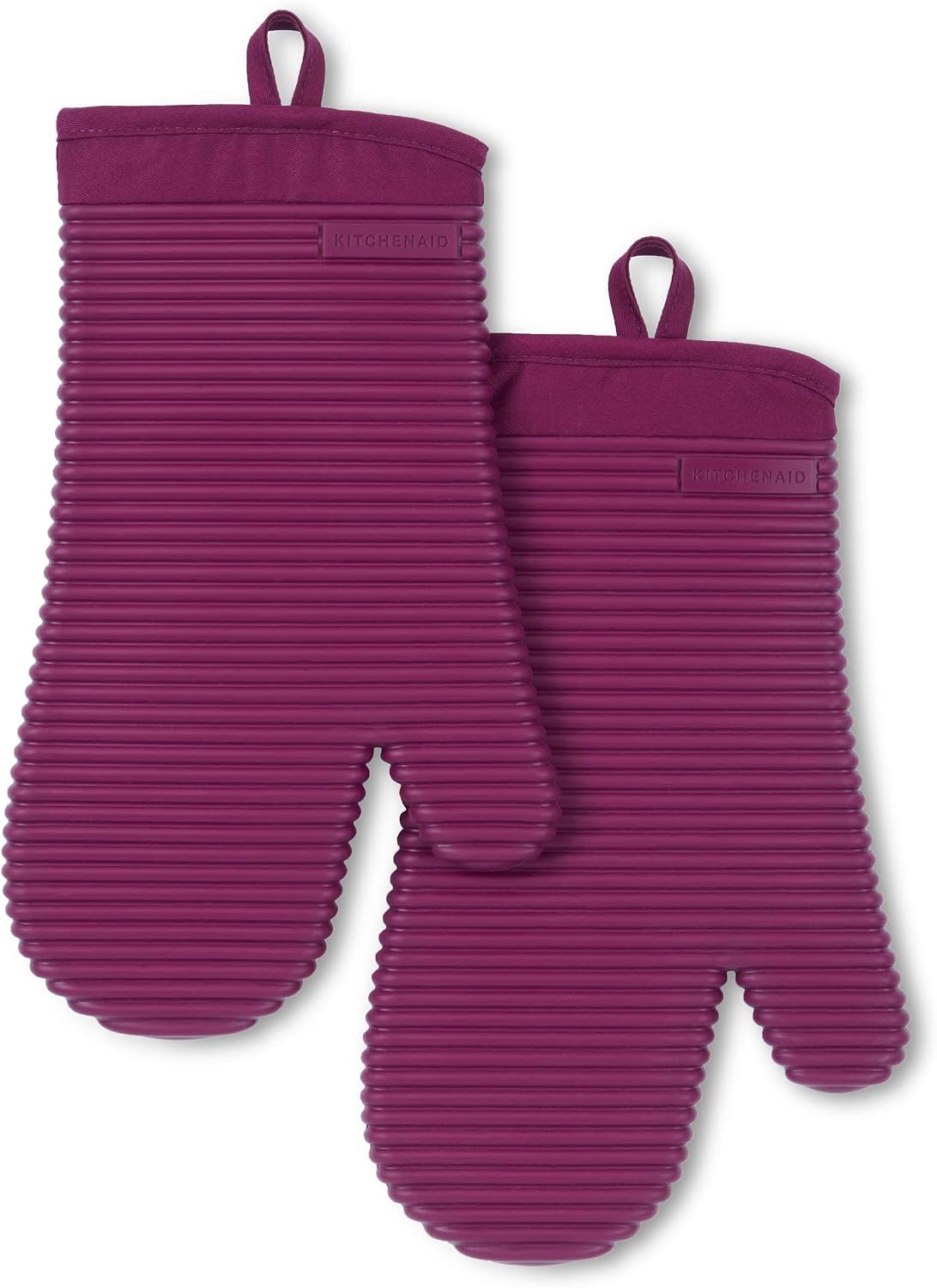 KITCHENAID Ribbed Soft Silicone Oven Mitt 2-Pack Set, 7.5