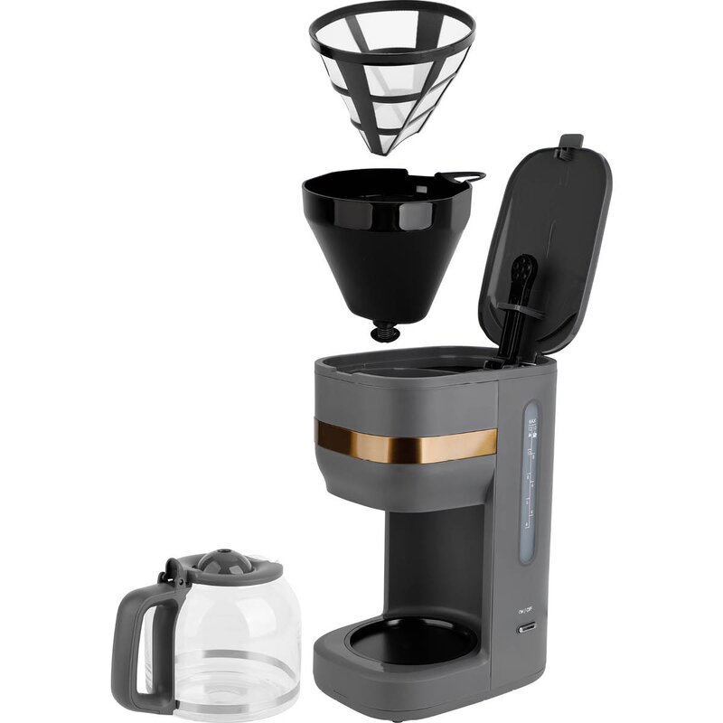 Kaffetrakter 1,5L grå/gull