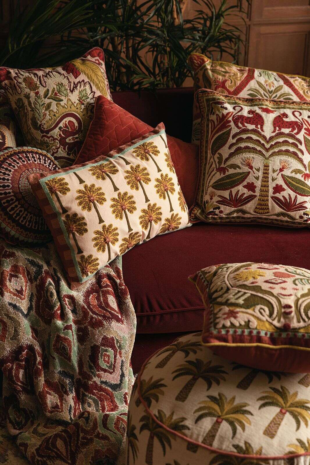 Multicolour kussen met palmbomen