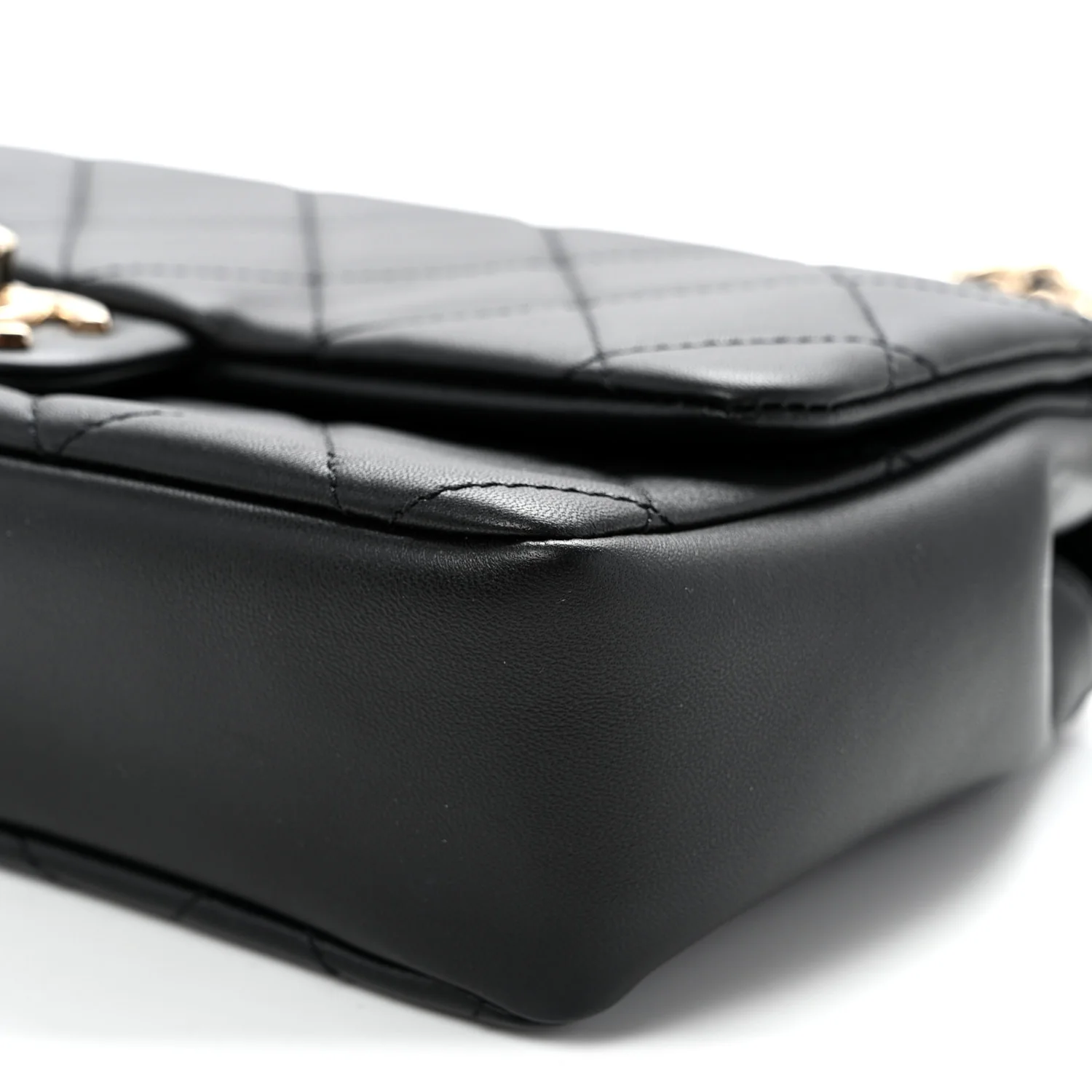 Lambskin Quilted Resin Bi-Color Chain Flap Bag Black