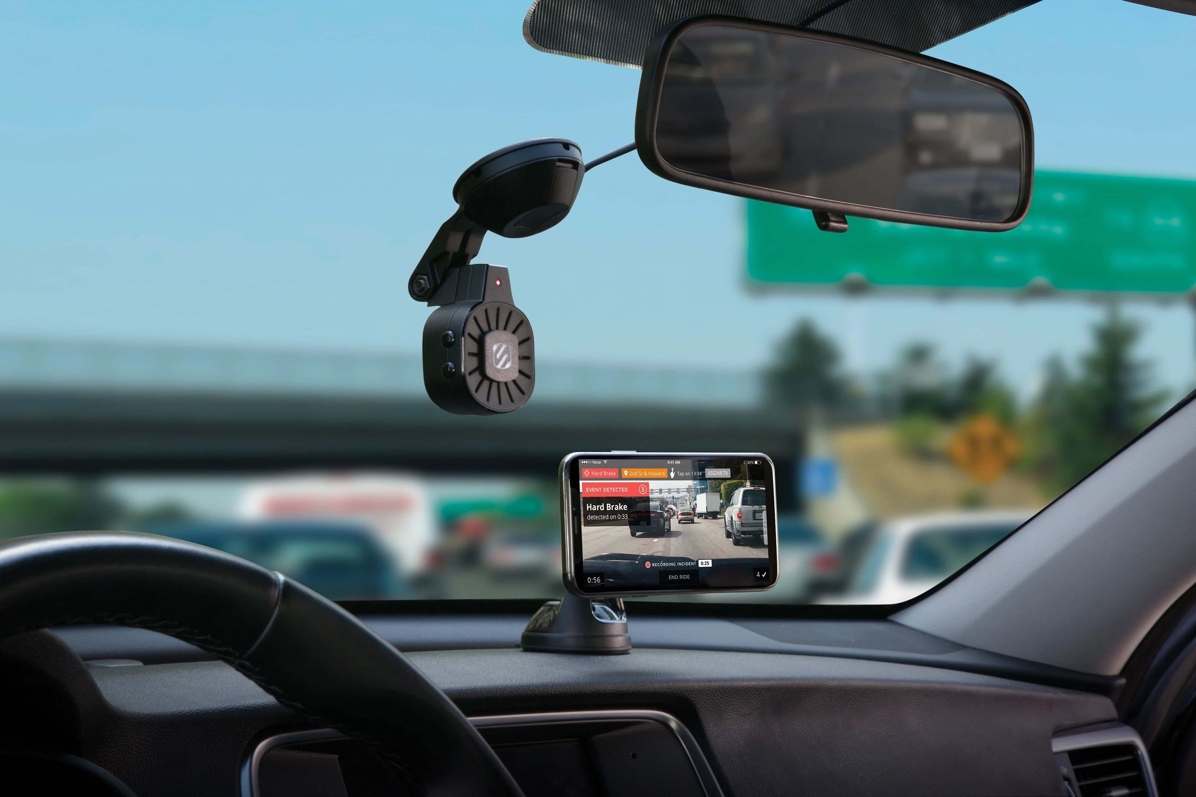 Scosche NEXC11032W SP1 Full HD Smart Windshield Mount Car Dash Cam Powered by Nexar Black Image 10