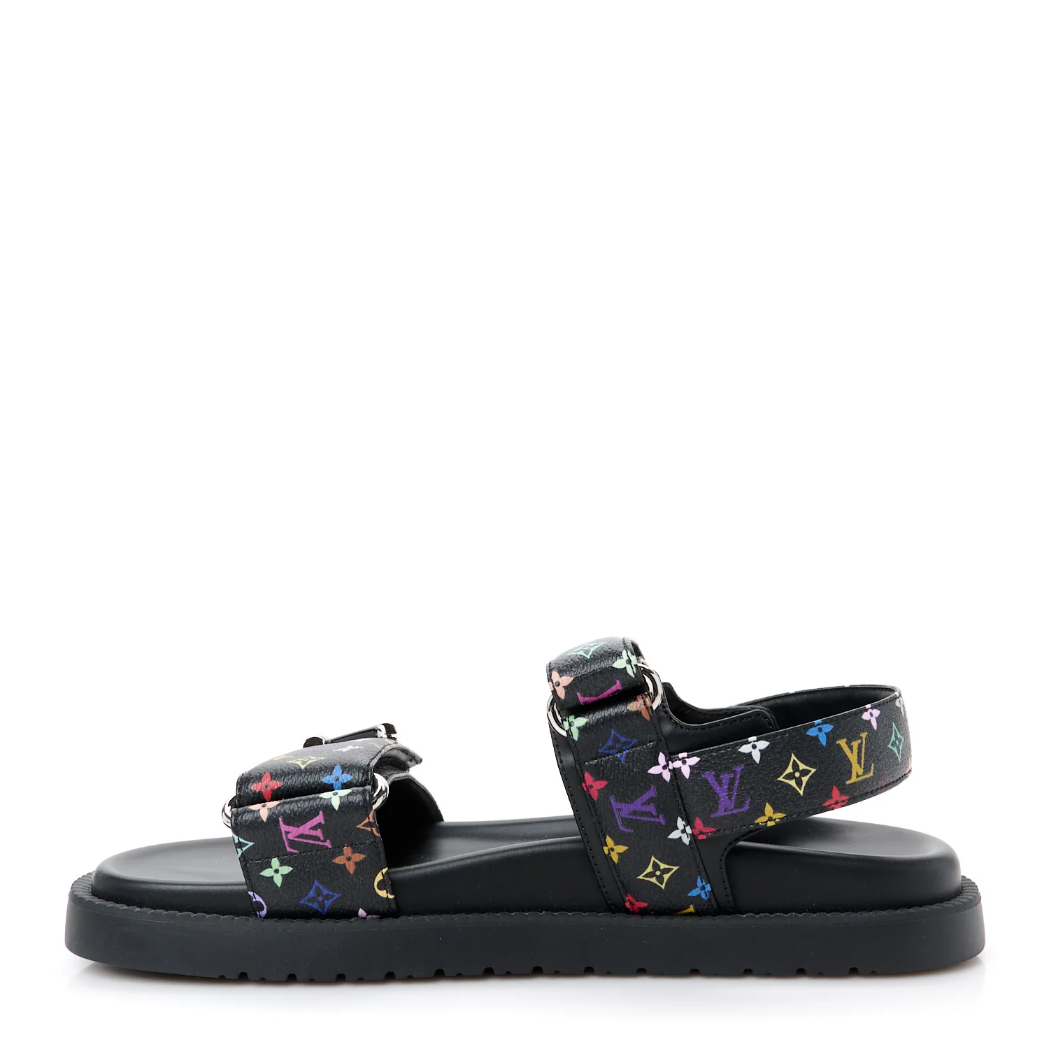 LV X TM Monogram Multicolor Sunset Flat Sandals 38 Black