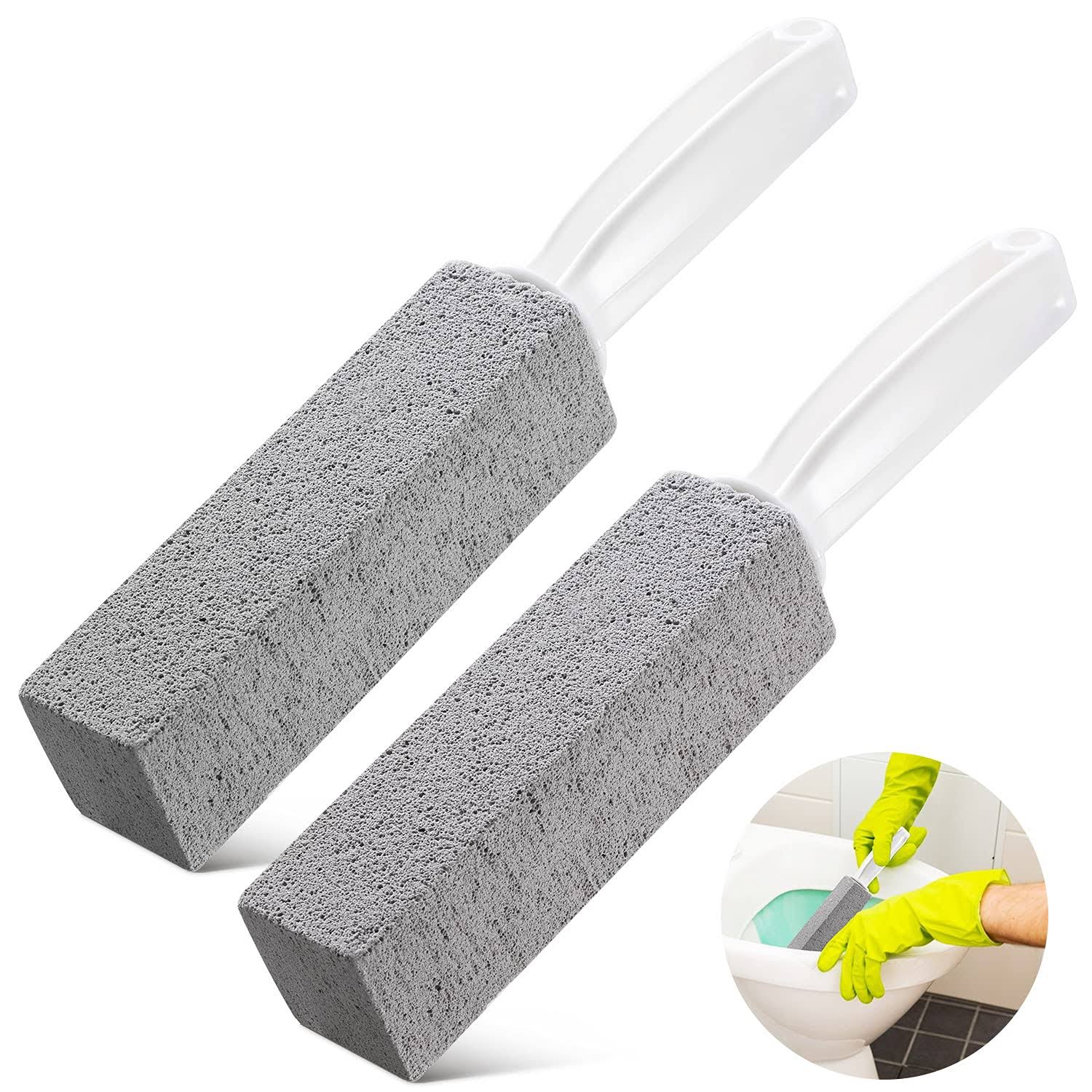 Kadden 2 Pack Toilet Cleaner Hard Water Build Up Remover with Ergonomic Handle, Toilet Bowl Stain Ring Remover, Pumice Stone Toilet Cleaner Tool Stain