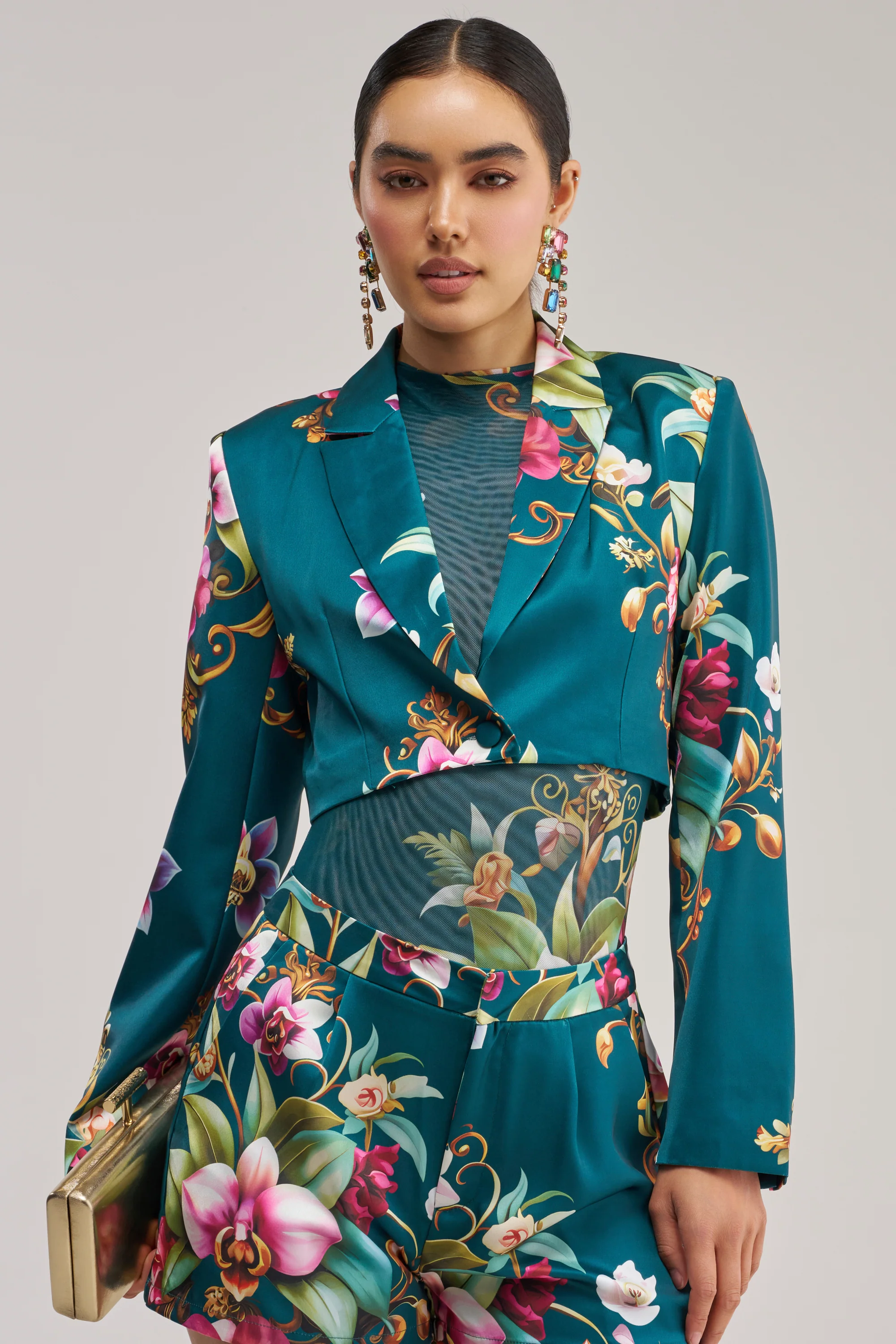 ISLAND TIME CROPPED SATIN BLAZER - Akira Store