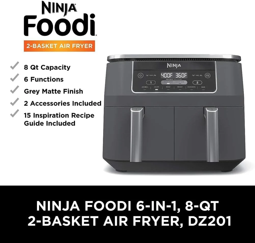 Friteuse à air Ninja Foodi 6-en-1 FlexBasket avec MegaZone de 7 pintes et séparateur de panier