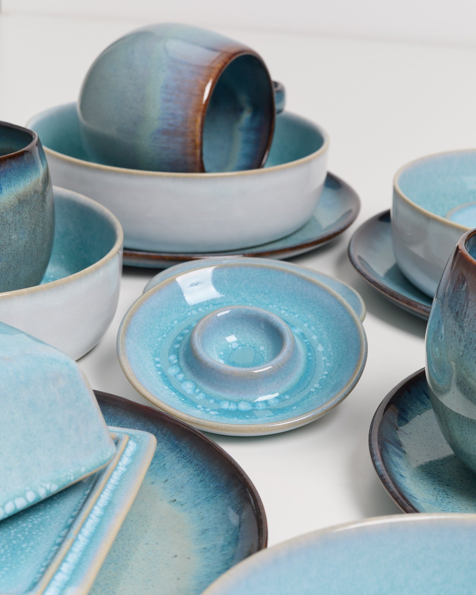 TABLEWARE SET BLUE HORIZON AQUA GREEN-BLUE 17 PIECES
