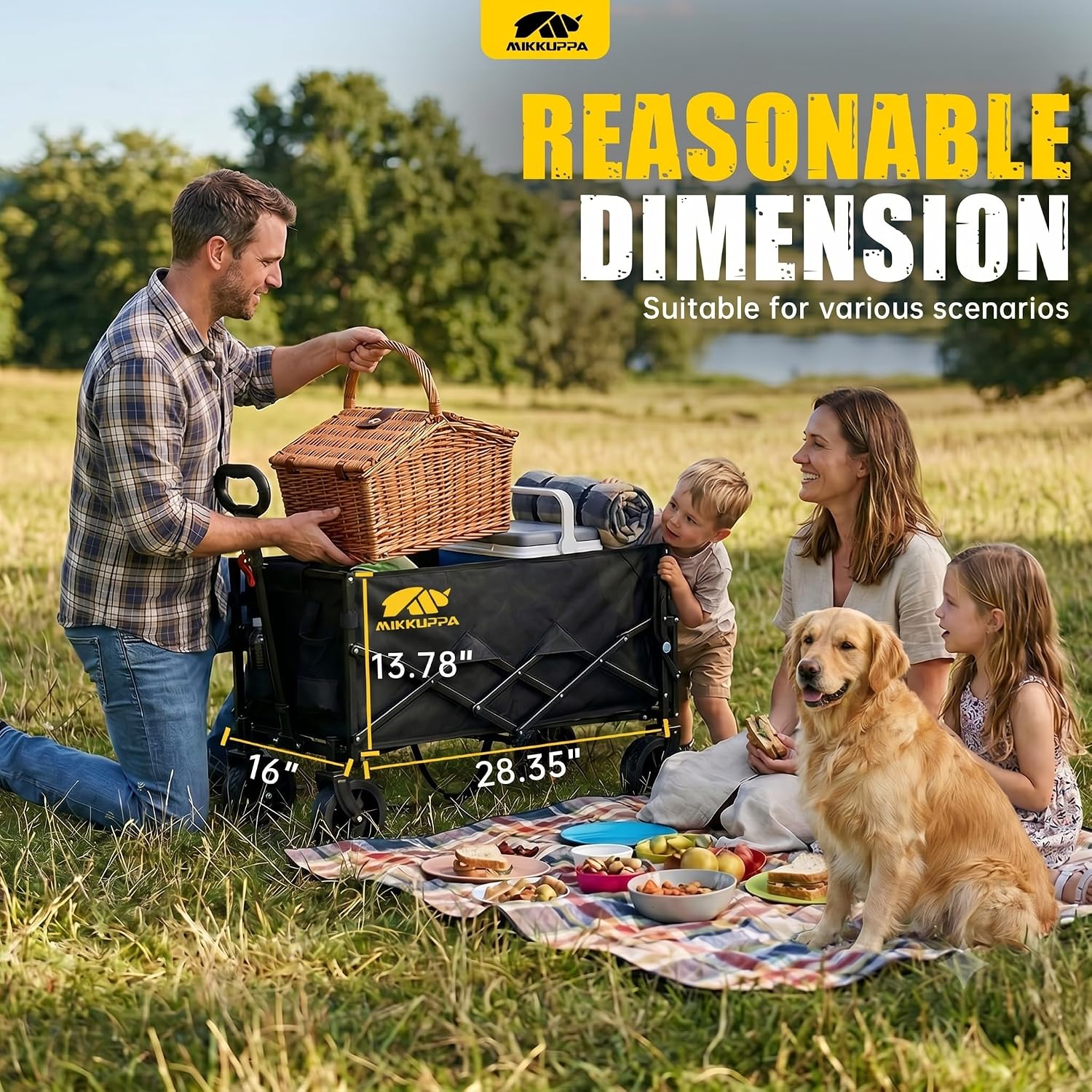 MIKKUPPA Folding Dog Wagon Cart - Collapsible Wagon with Drop-Down Tailgate