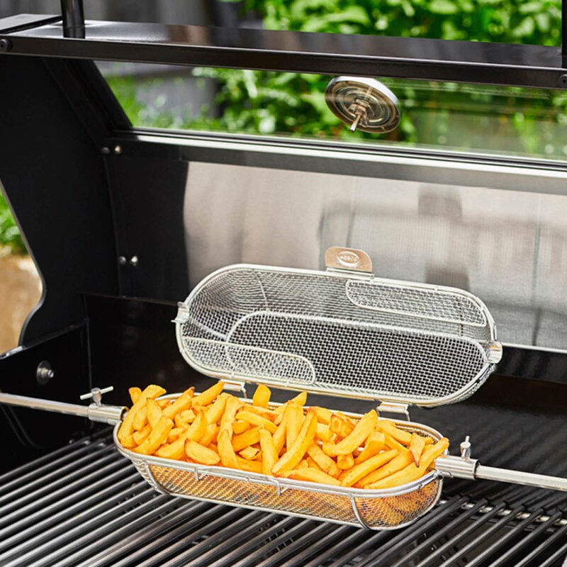Kurv til rotisserie i rustfritt stål 43x15 cm