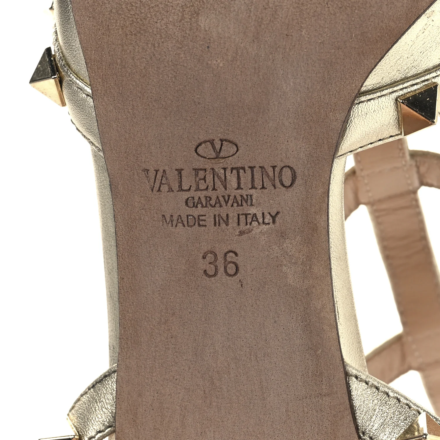 Metallic Nappa Rockstud Ankle Strap 65mm Pumps 36 Gold