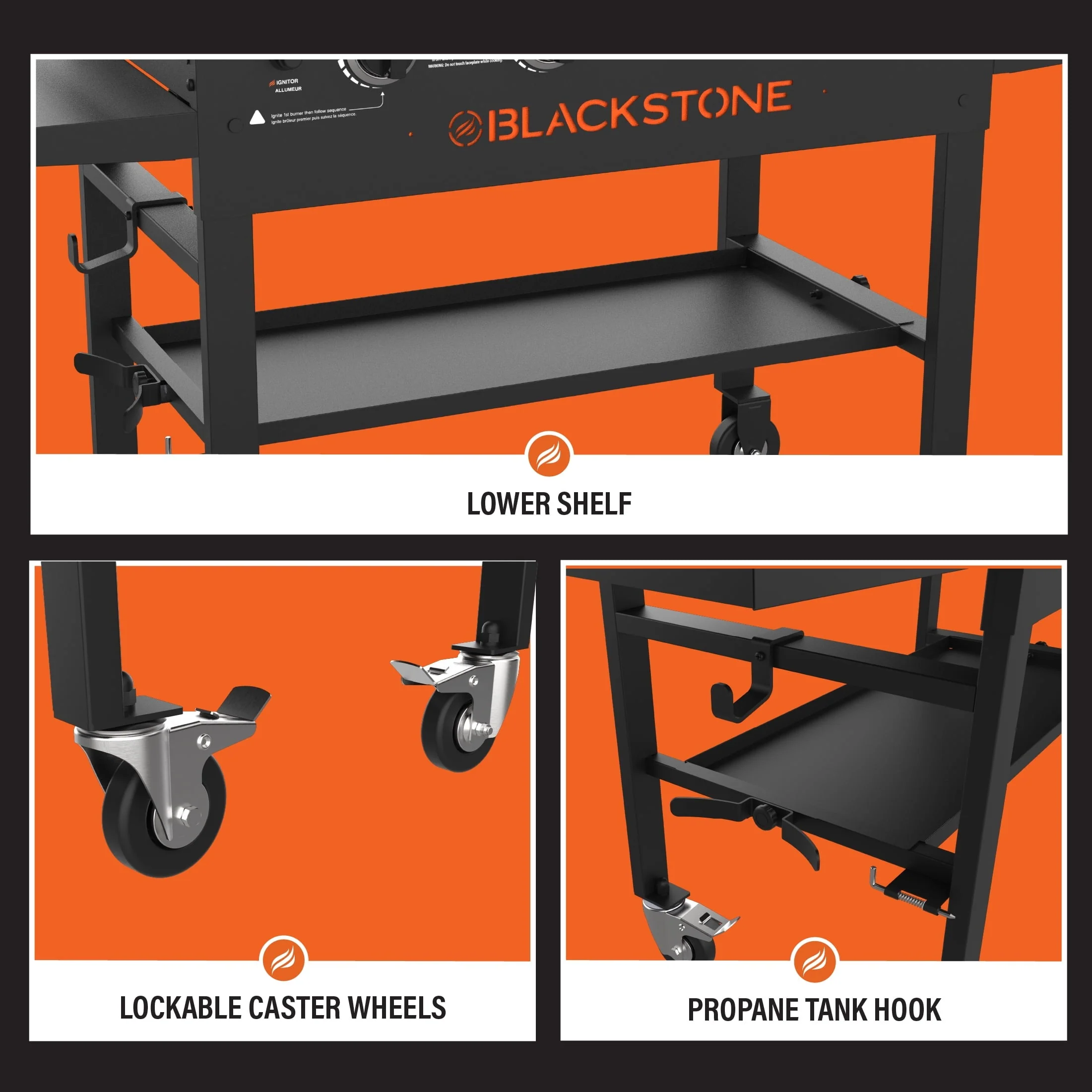 4-Burner 36" Griddle Cooking Station with Side Shelves - Image 9