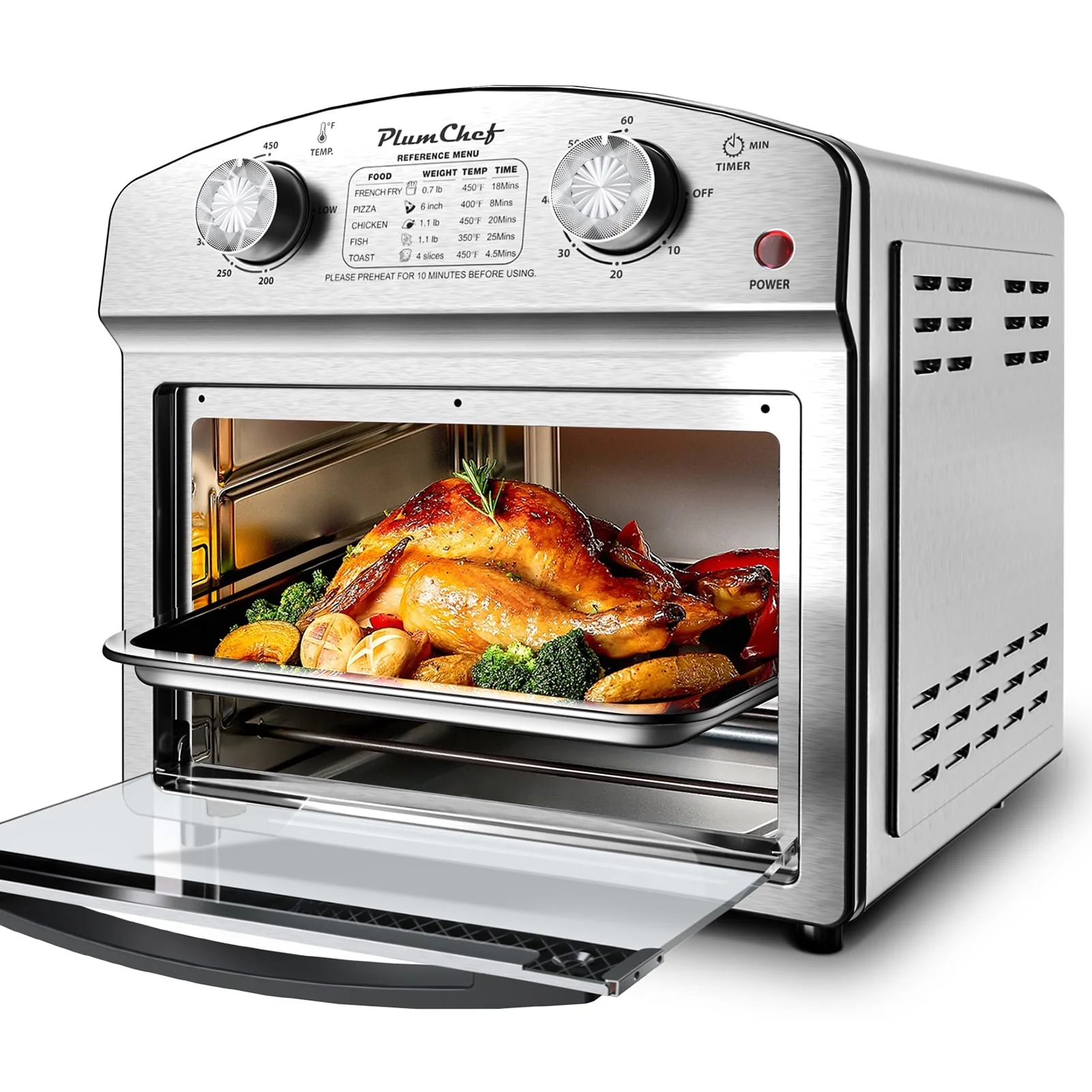 13 Quart Air Fryer, Large Air Fryer Oven Toaster Combo w/ 60 Minute Timer, Convection Oven Countertop, Accessories, UL Certified, Nonstick, Accessories Included, 1500W, Sliver(13QT(Silver)) - Image 8