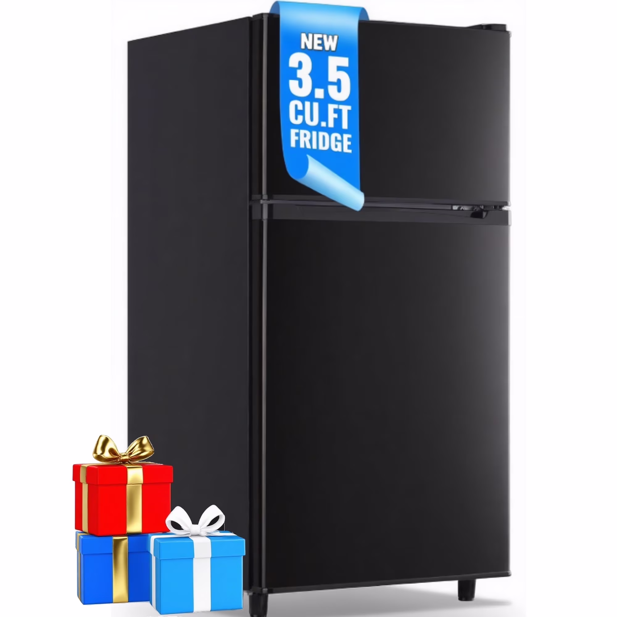 3.5 Cu.Ft Mini Fridge with Freezer �C Quiet, Energy-Efficient, and Space-Smart, Black