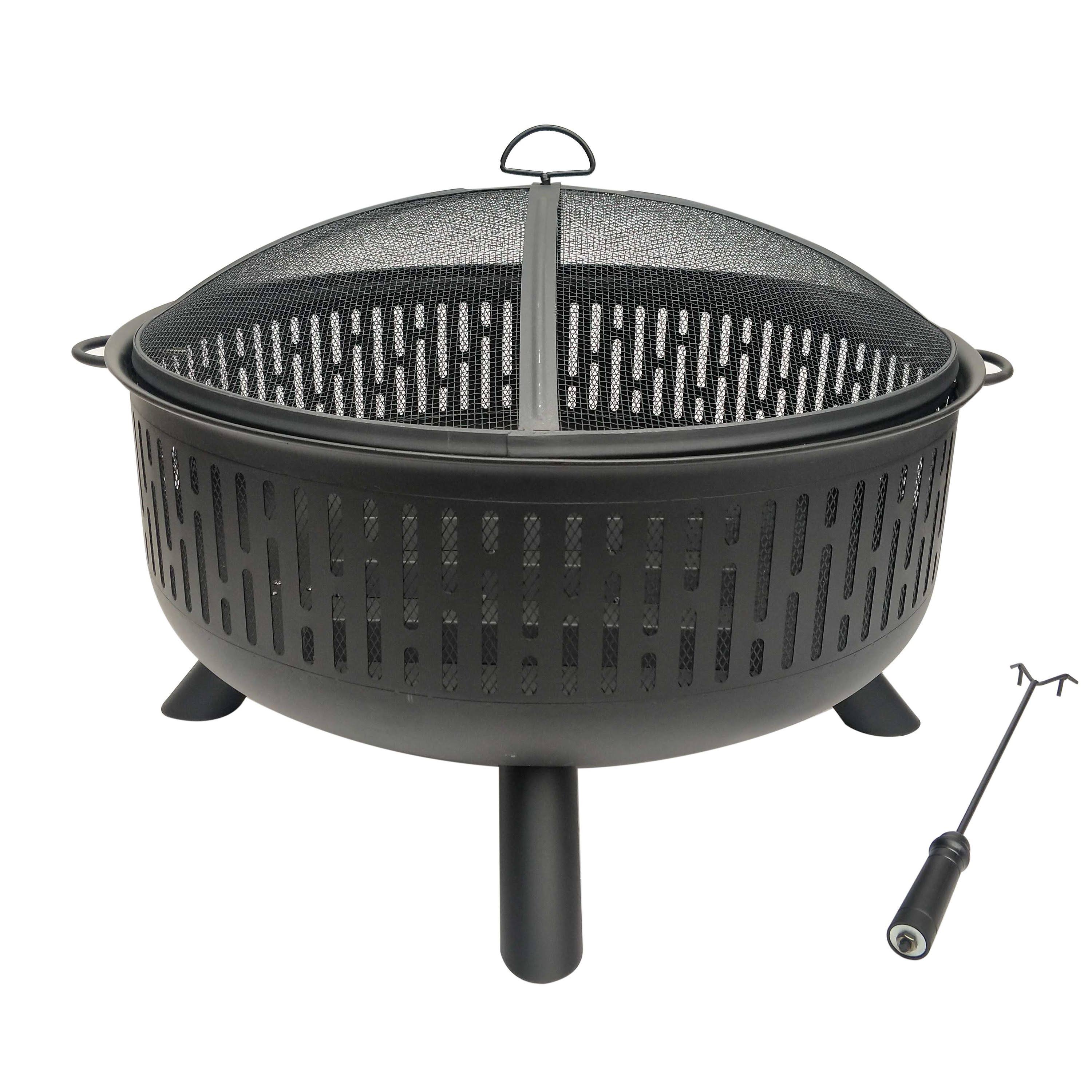 Allen + Roth 31.5-in W Black Steel Wood-Burning Fire Pit | OFW604R