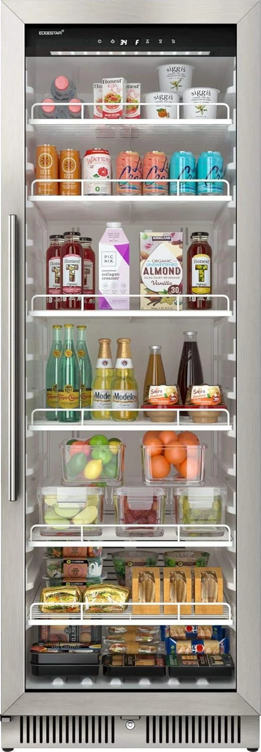 22" Wide 10.1 Cu. ft. Commercial Beverage Merchandiser - Stainless Steel, Temp Alarm, Reversible Door