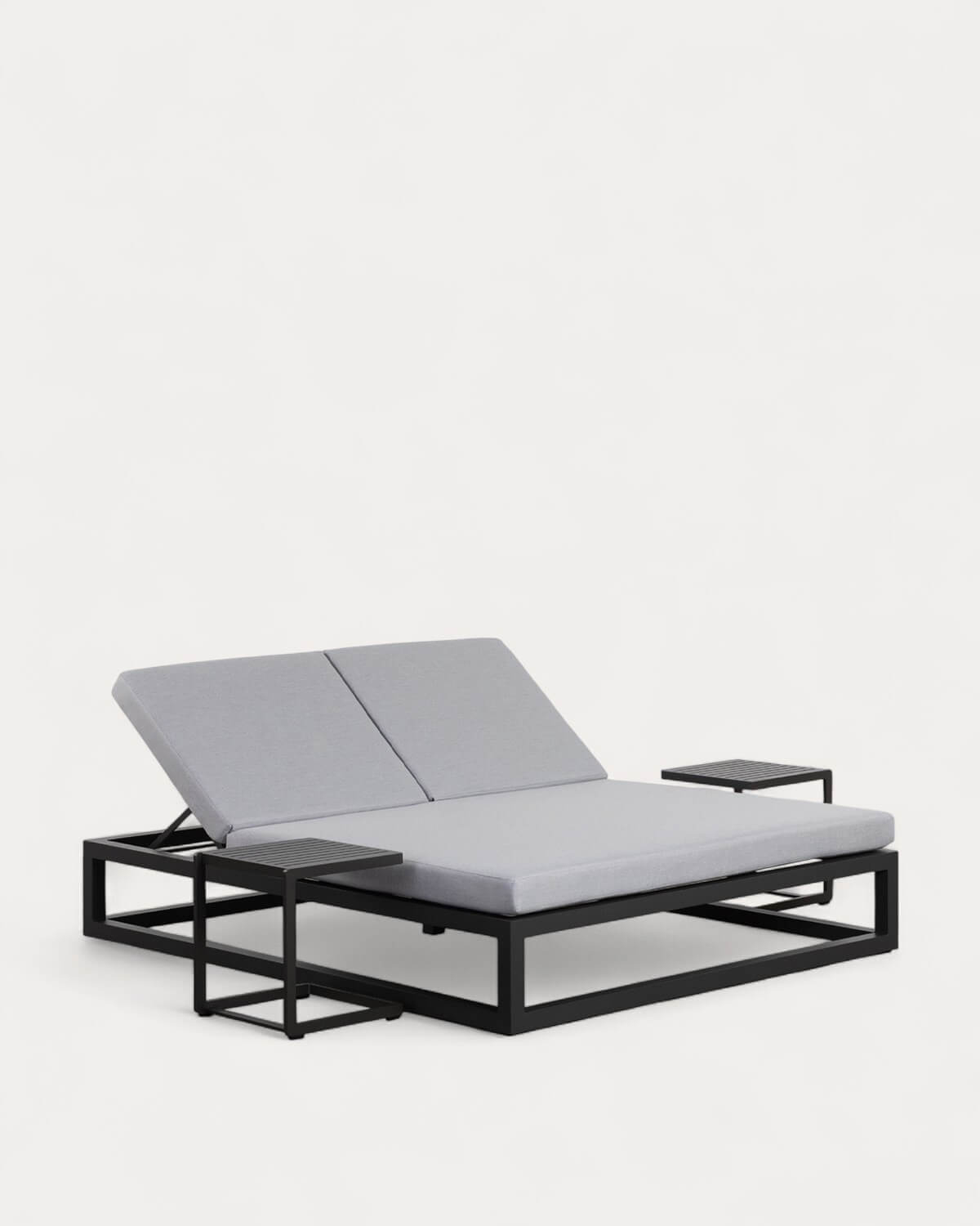 Set Kewin - Kreta - Set de Tumbona Doble Reclinable Kewin y 2 Mesas Auxiliares de Aluminio (40x40 cm) Kreta Colours