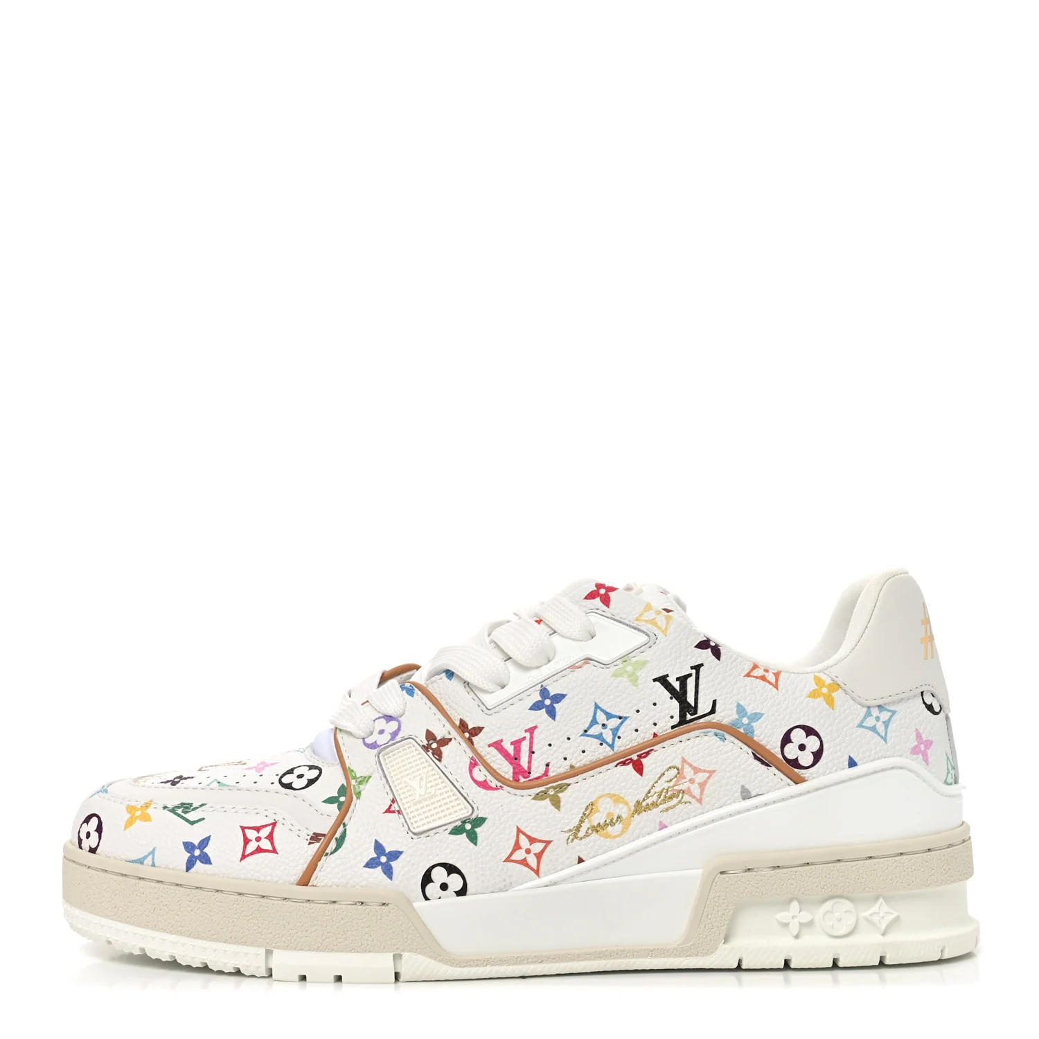 LV X TM Calfskin Monogram Multicolor Womens LV Trainer Sneakers 39 White Multicolor
