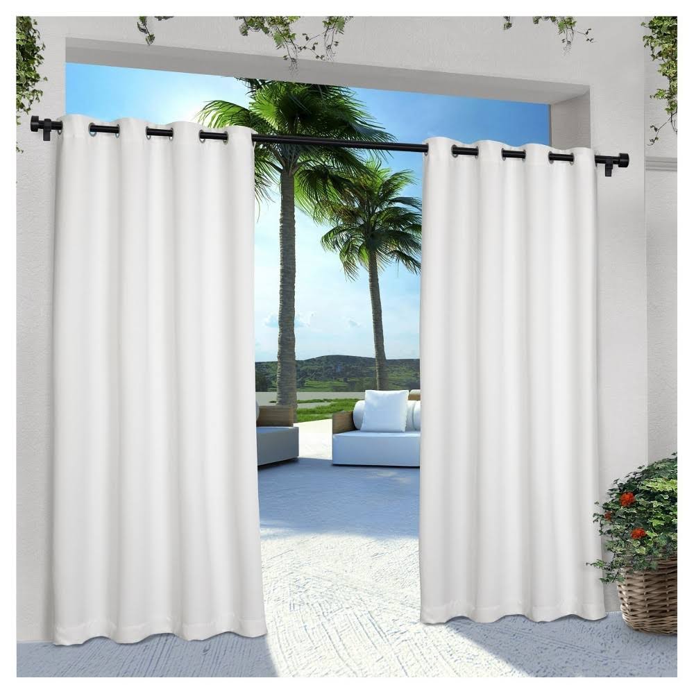 Exclusive Home Indoor/Outdoor Solid Cabana Grommet Top Window Curtain Panel Pair, White
