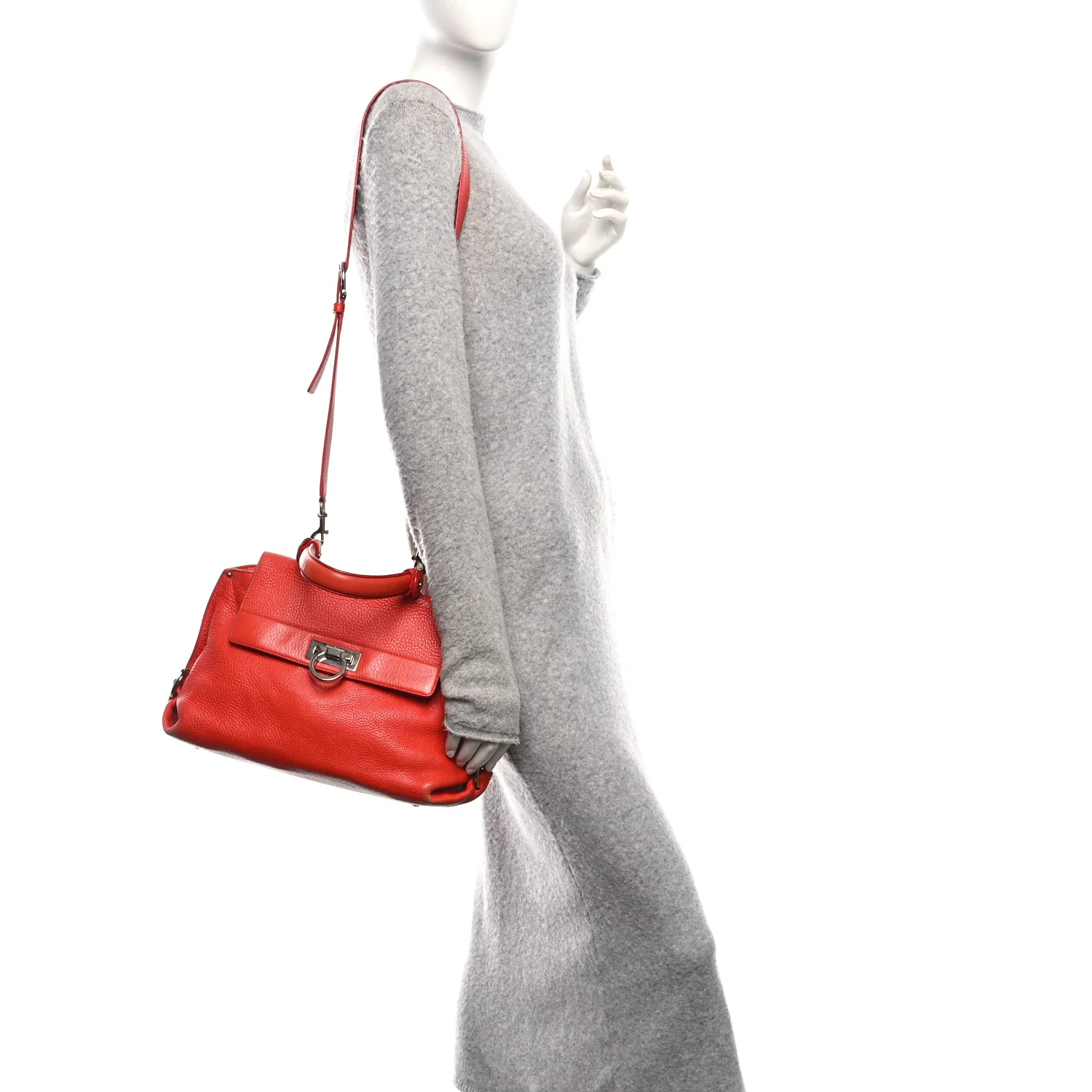 Grained Calfskin Large Sofia Satchel Sunset