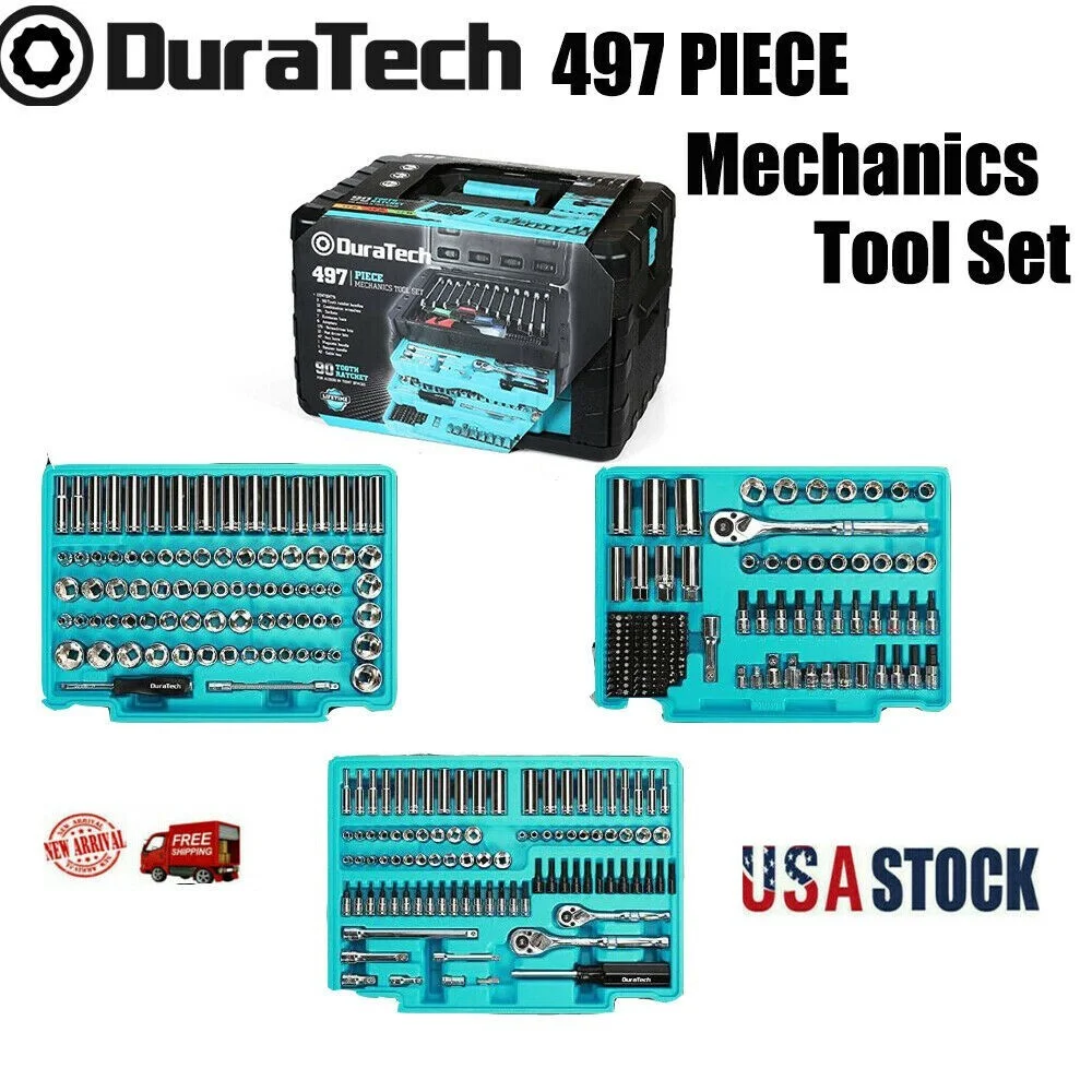 DURATECH 497 Piece Mechanics Tool Set SAE/Metric Ratchet And Wrench Sockets Set