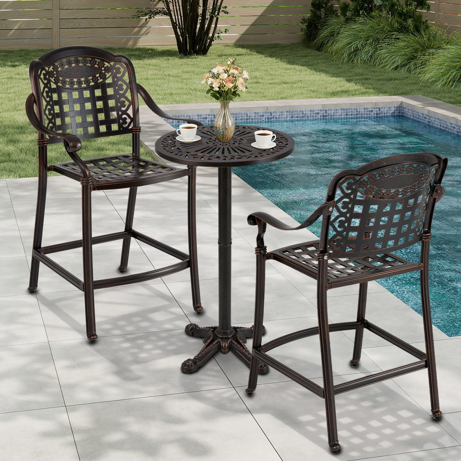 Tangkula 3 Piece Patio Bar Set