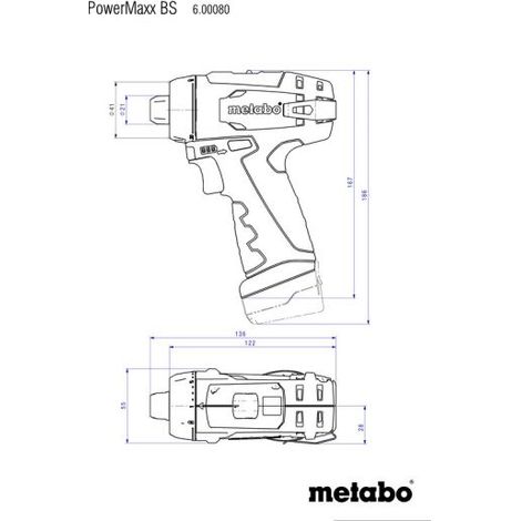 Metabo – Perceuse-visseuse sans fil 10.8V 2x2Ah – 600080500 – Moteur Brushless – Couple 34Nm pour perçage bois et métal – Coffret avec chargeur LC 40 — vue 3