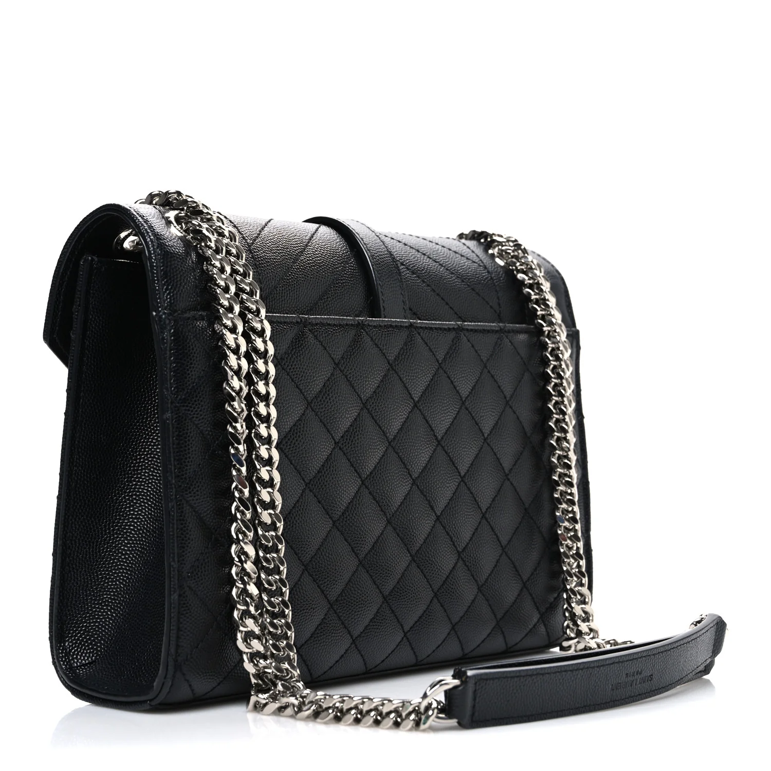 Grain De Poudre Textured Mixed Matelasse Triquilt Medium Monogram Satchel Black