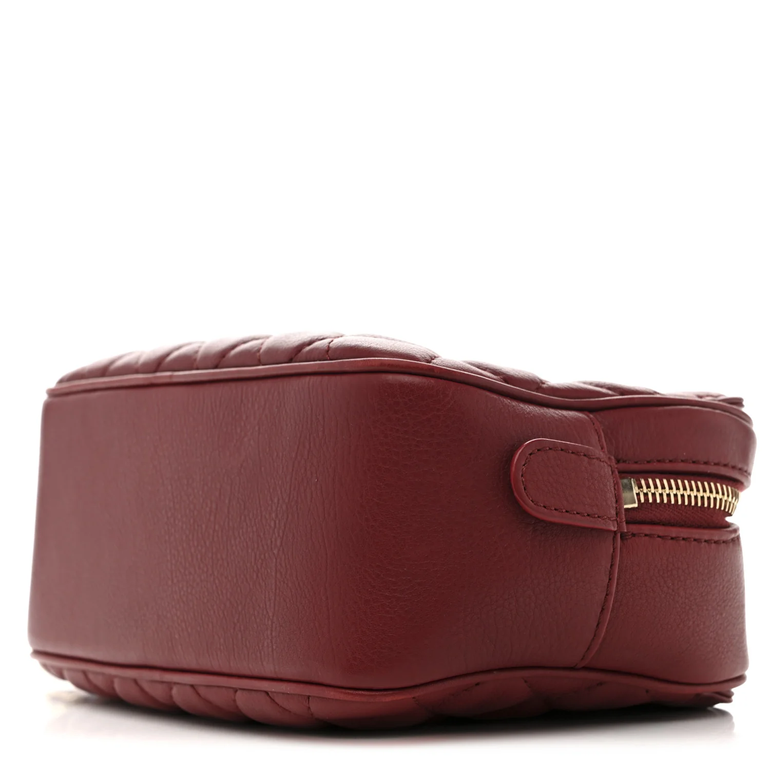 Calfskin Quilted CC Small Vanity Case Dark Red