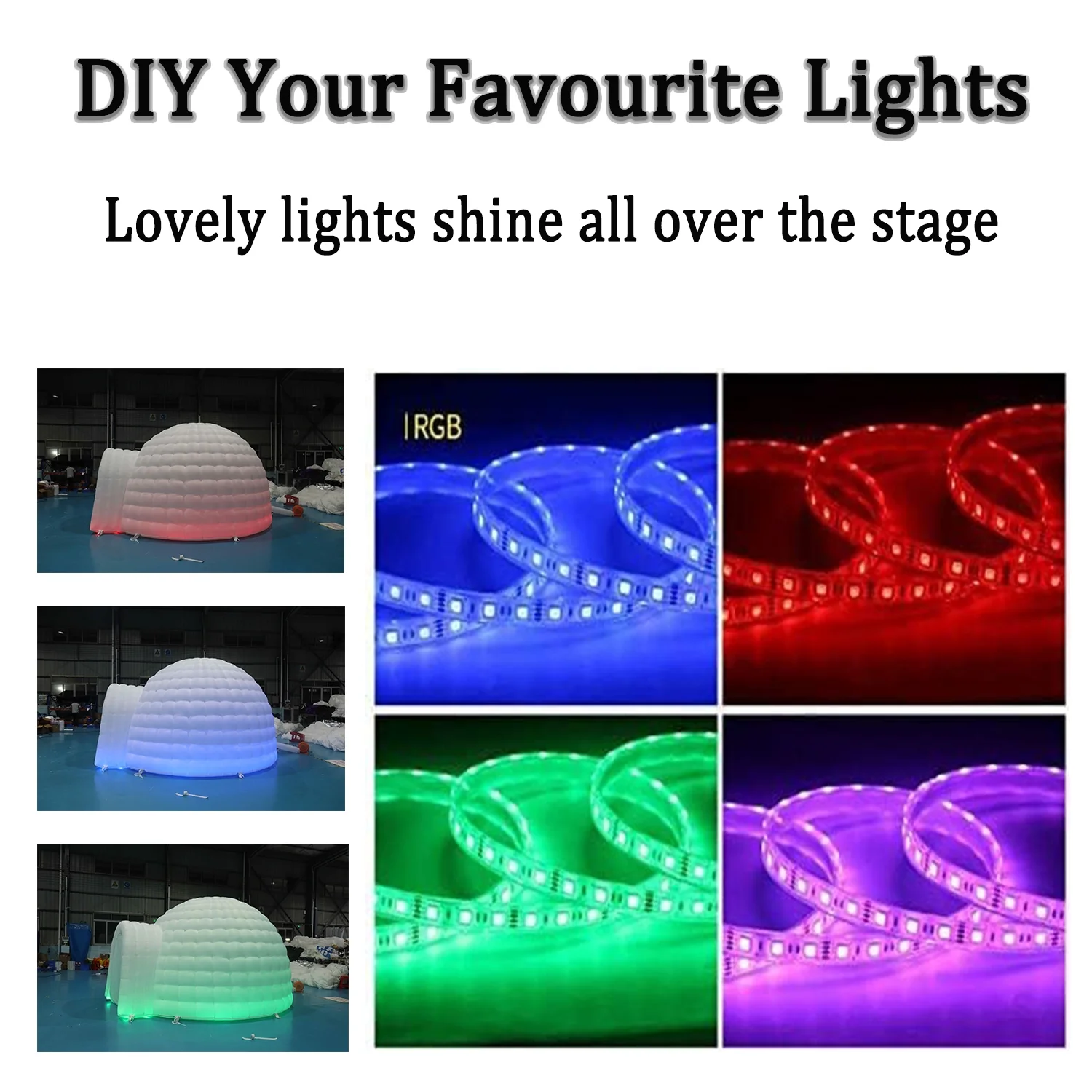 16.4ft Inflatable Igloo Dome Tent with LED Lgith Protable White Nightclub Tent for Party Wedding Event - Image 9