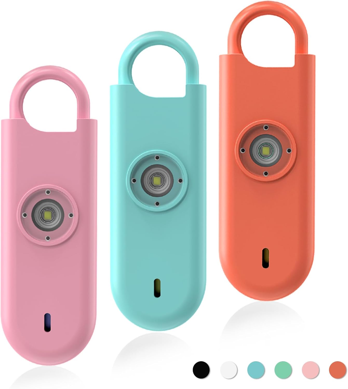 Fauxomor 140dB Personal Safety Alarm for Women, 3 Pack Safe Alarm Protection Keychain with Strobe Light & Low Battery Notice, Security Siren Self Defense for Seniors College Girls, Blue+Pink+Orange