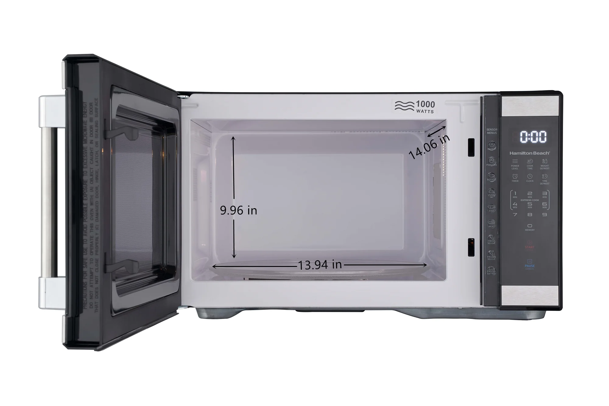 Hamilton Beach 1.1 Cu. Ft. Microwave Oven, Countertop, Black and Stainless Steel