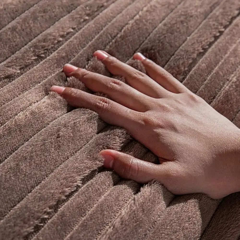 Modern Asymmetrical Stripes Soft Plush Non-Slip Couch Cover