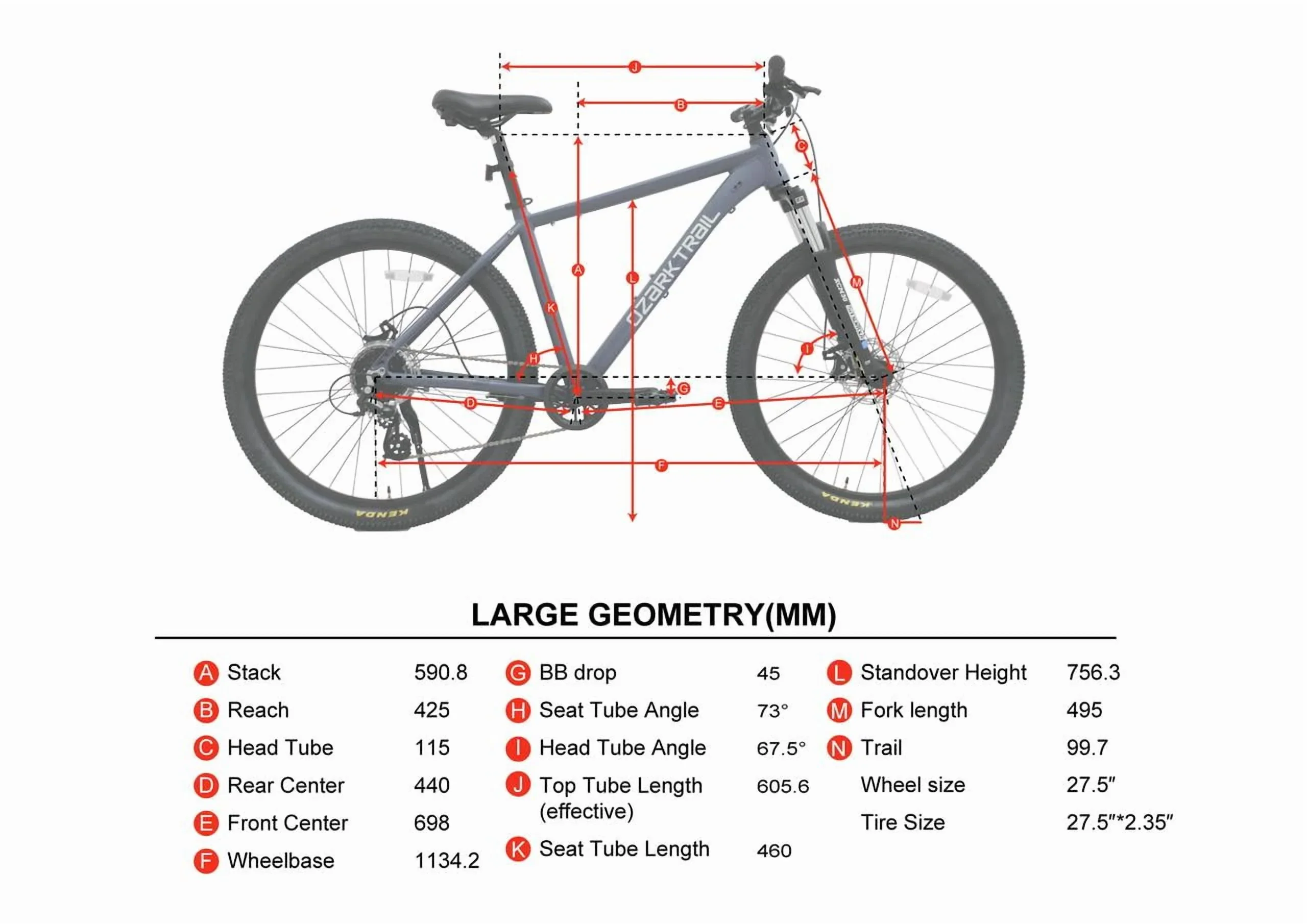 27.5 Ozark Trail M.2 Ridge Mountain Bike, Medium Frame, Fits Riders 5'3 - 5'8, Blue, Adult, Unisex