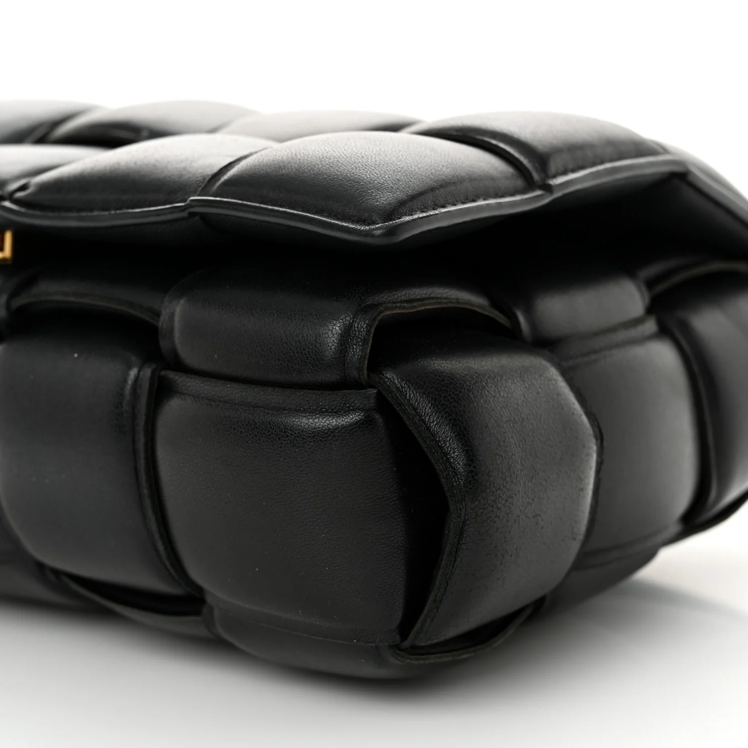 Nappa Maxi Intreccio Padded Cassette Crossbody Bag Black