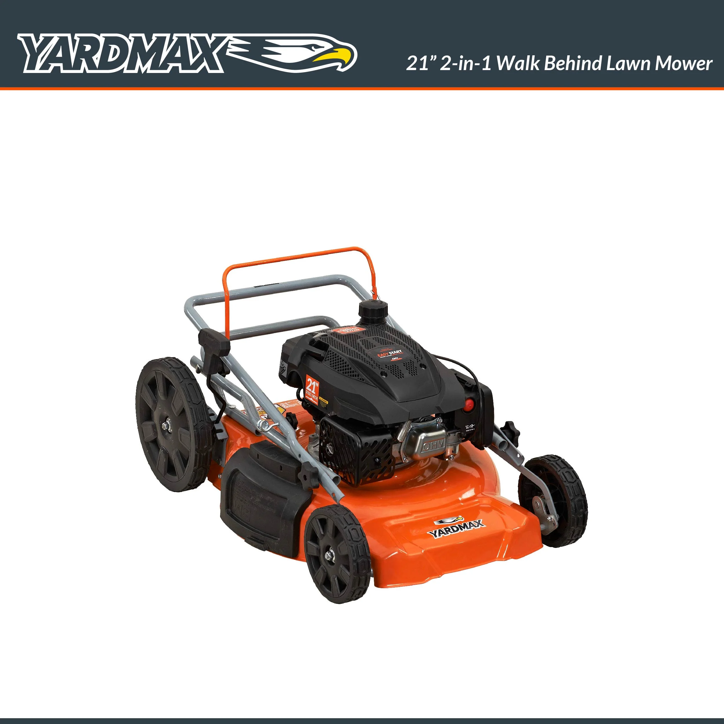 21 in. 170cc 2-in-1 Gas Walk Behind Push Lawn Mower with High Rear Wheels - Image 4