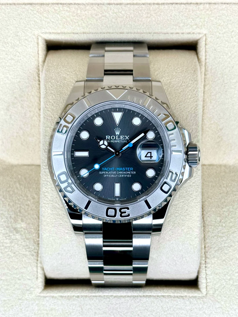 [Super Clone]RLX Yacht-Master 40mm Platinum & Stainless Steel - Dark Rhodium Dial (Ref# 126622)
