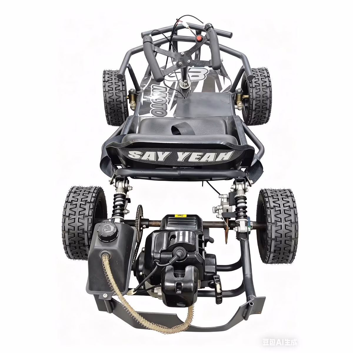 Gas Go Kart,Sturdy Steel Frame Go Kart for Kids 8+,20mph Top Speed,185lbs Max,Black