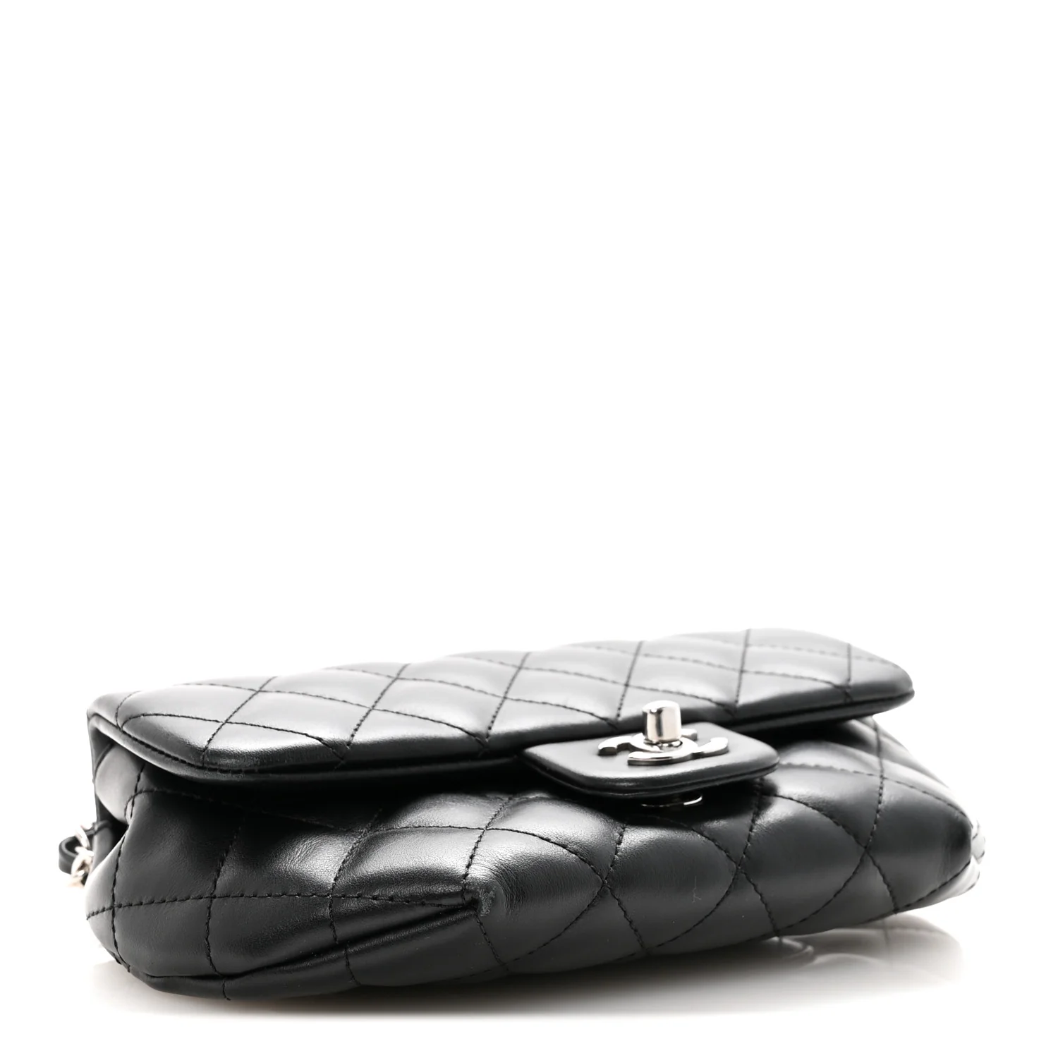 Calfskin Quilted CC Uniform Flap Belt Bag Black