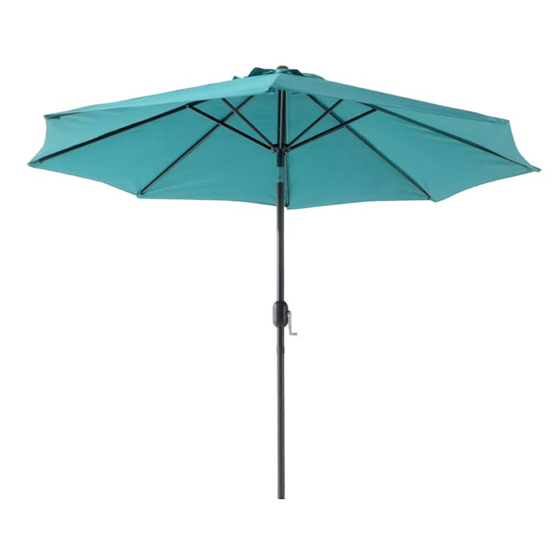 at Home Teal Outdoor Crank & Tilt Umbrella, 9'