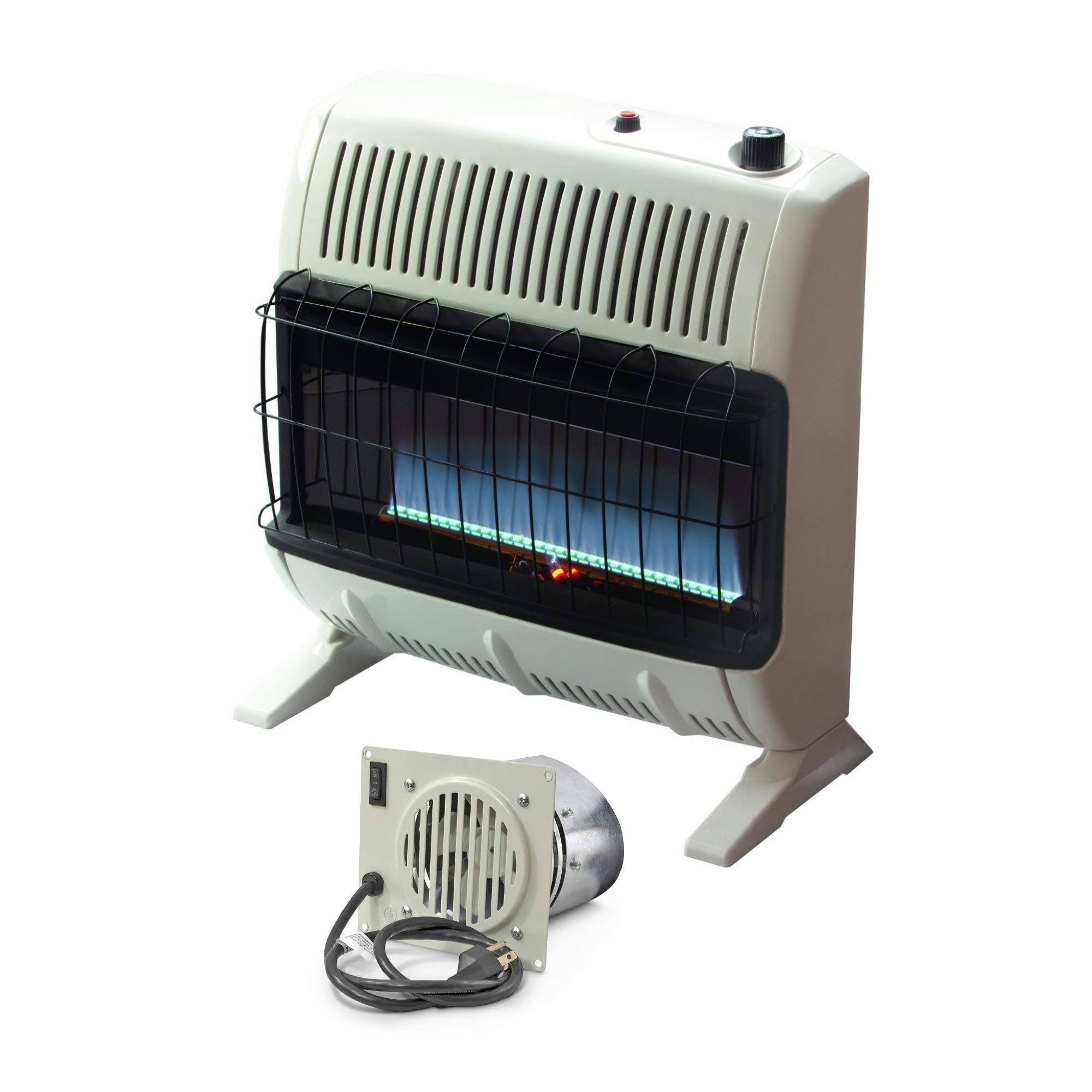 Mr. Heater 30,000 BTU Vent Free Blue Flame Natural GAS Heater (1000 sq.ft. Range) with Blower Fan Kit