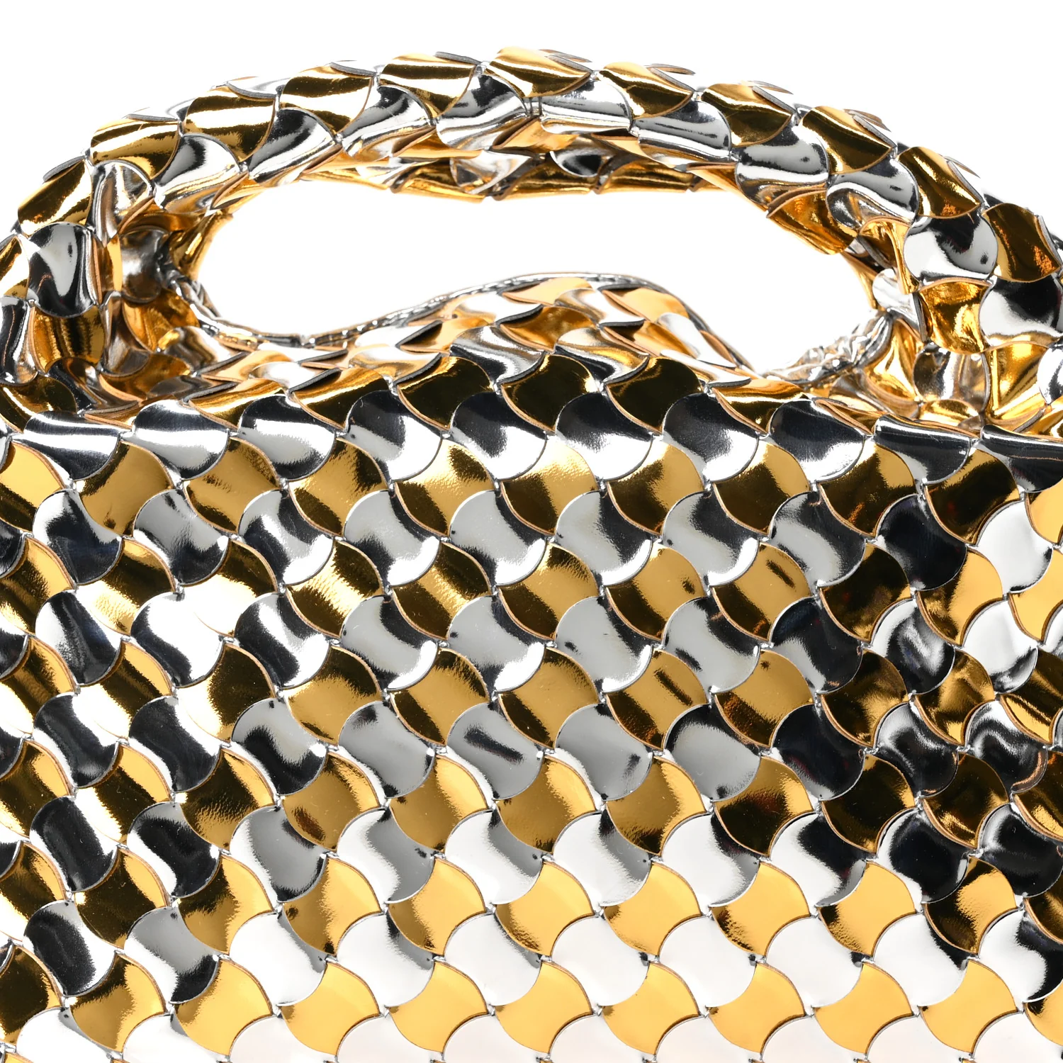 Metallic Lambskin Intrecciato Mini Hop Silver Gold