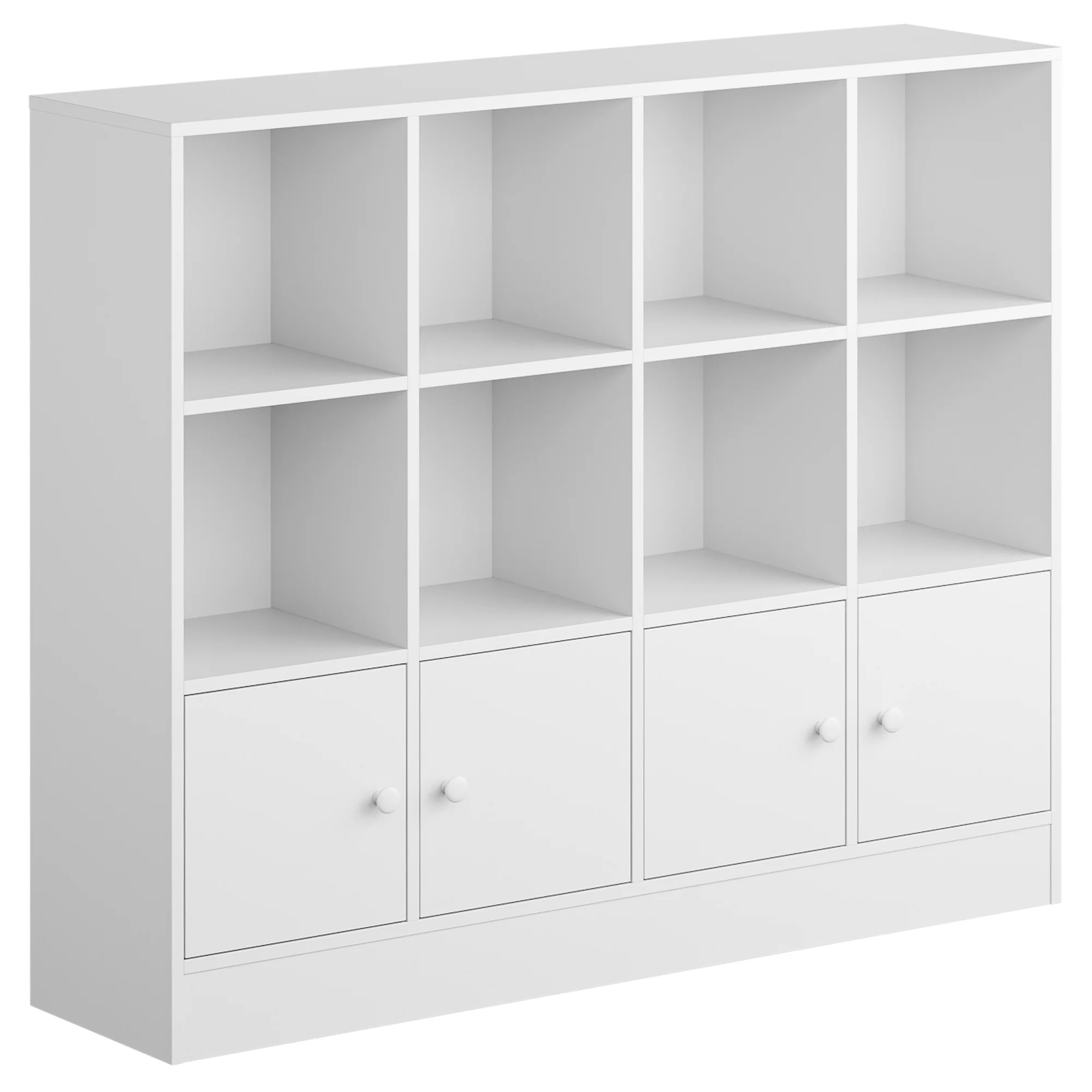 3-Tier Open Cube Bookcase with 12 Cubes and 4 Doors, Adjustable Shelves, White(White) - Image 6