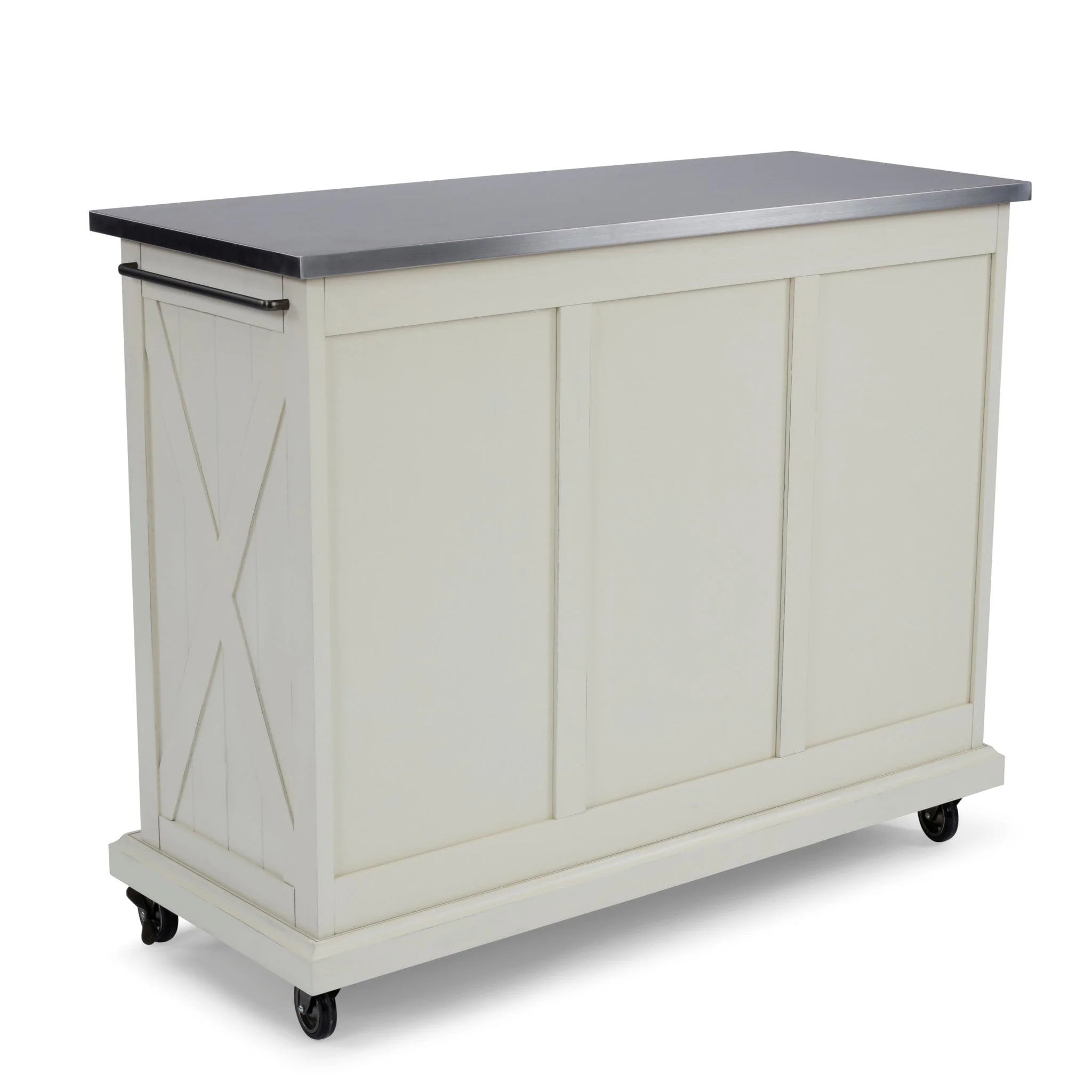 Homestyles Seaside Lodge Off - White Kitchen Cart with Stainless Steel Top - 45' x 16' x 36'